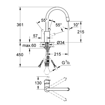 GROHE Feel keukenkraan met hoge uitloop en uittrekbare mousseur