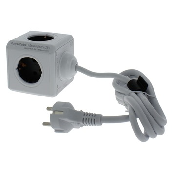 Meervoudige stekkerdoos, 4-voudig voor stopcontact met USB C, 8-in-1 stekkerdoos, wandmontage met schakelaar en 2 m kabel, meervoudige stekkerdoos met overspanningsbeveiliging voor kantoor, keuken