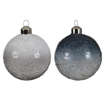 Kerstbal glas blauw of wit 3 stuks