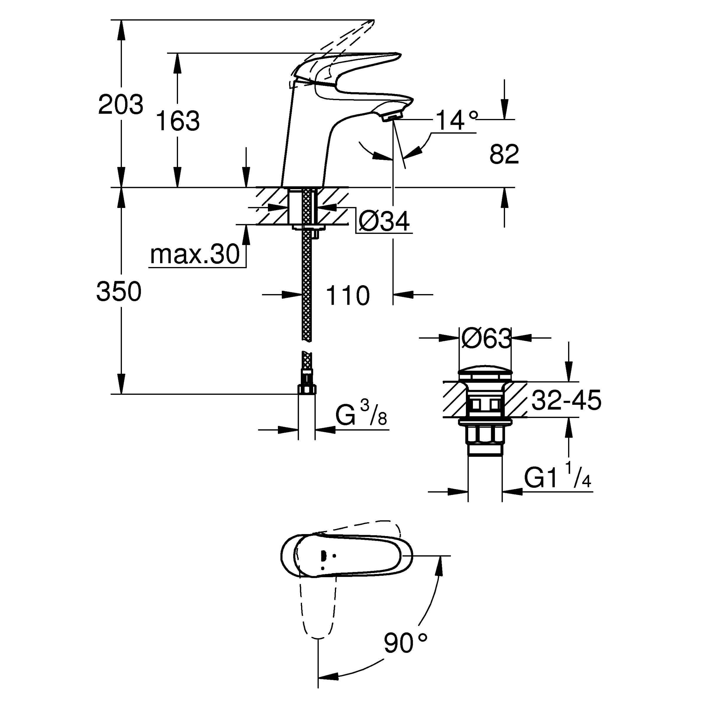 Grohe Wastafelkraan Wave S Chroom grohe kopen in de aanbieding