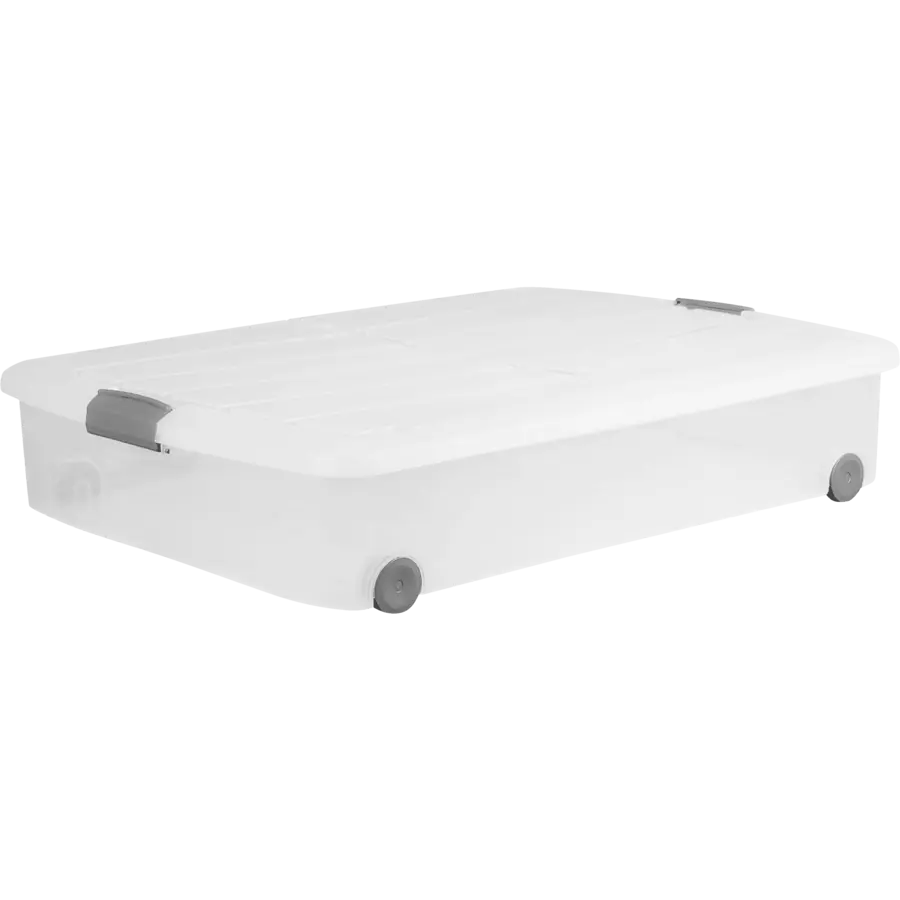 Iris Bedrollerbox click 50 liter transparant met grijze clips inclusief deksel