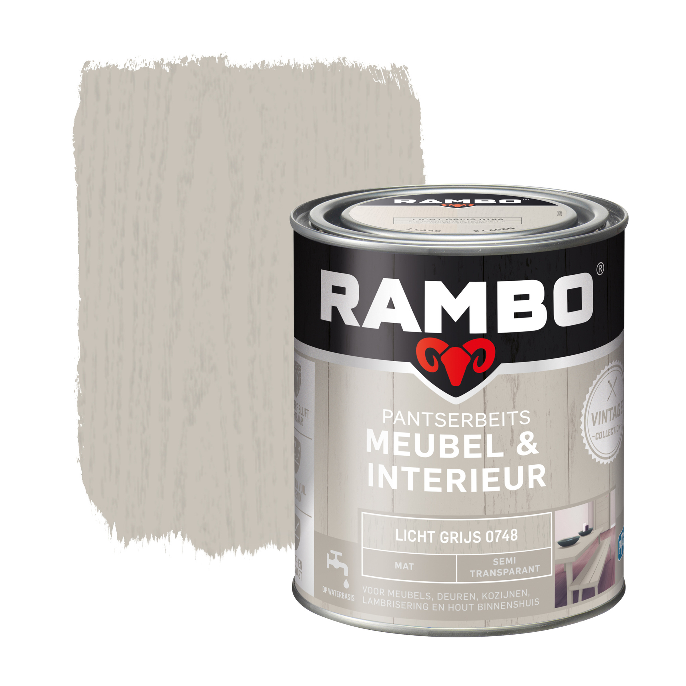Rambo Pantserbeits Vintage Meubel Interieur Licht Grijs 750 Ml rambo kopen in de aanbieding