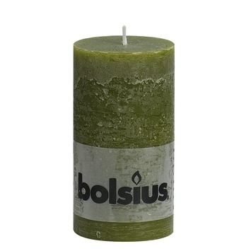 Bolsius rustiek kaars olijfgroen 13x6,8 cm