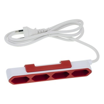 Allocacoc PowerBar Stekkerdoos 4-voudig 1,5 Meter Wit/ Rood