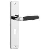 KARWEI deurkrukset Lopes langschild sleutel 56mm nikkel glans (messing) greep zwart