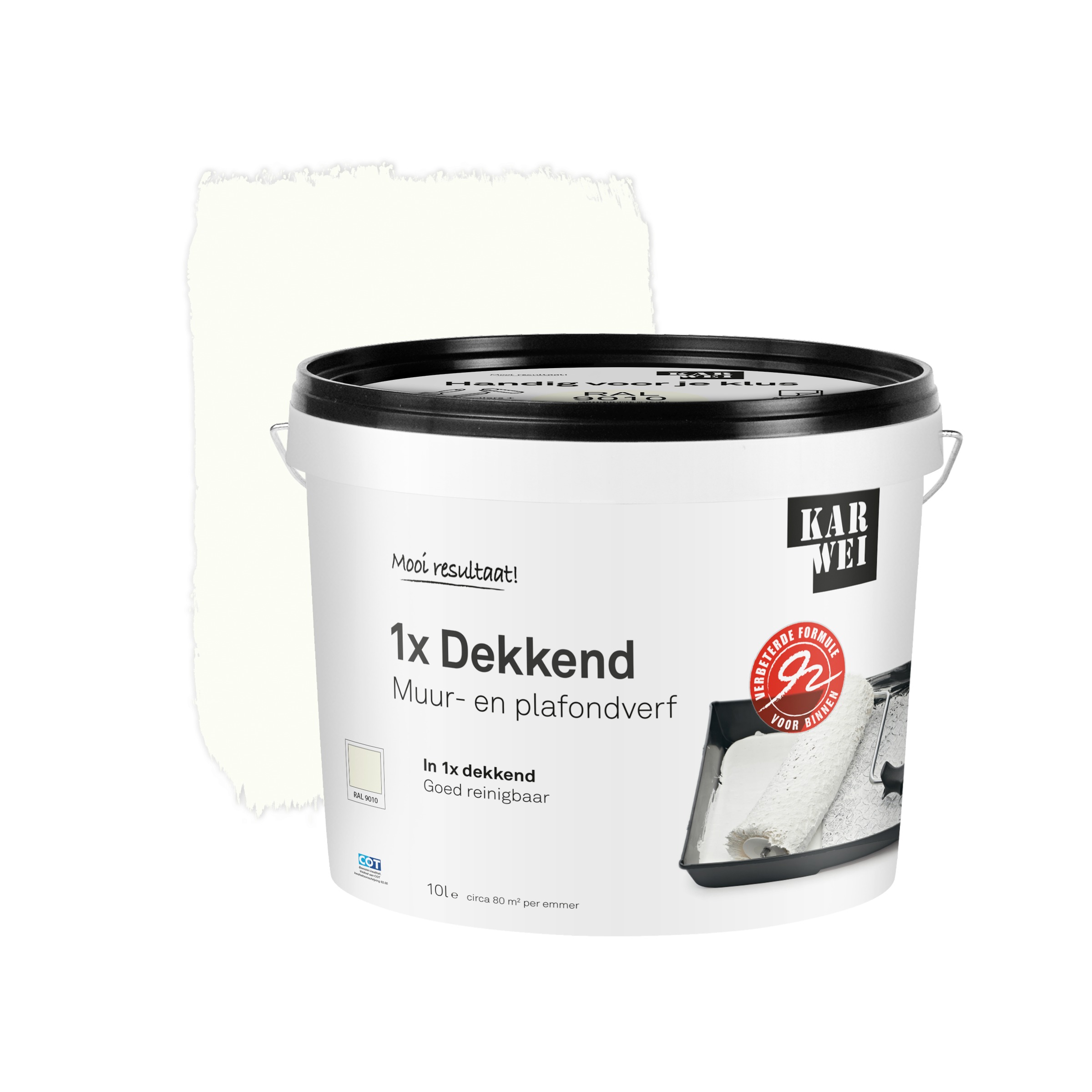 KARWEI muur- en plafondverf 1x dekkend mat RAL 9010 10 l