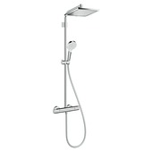 Hansgrohe regendoucheset Crometta E met handdouche en thermostaatkraan 2 standen chroom - hartafstand kraan 15 cm