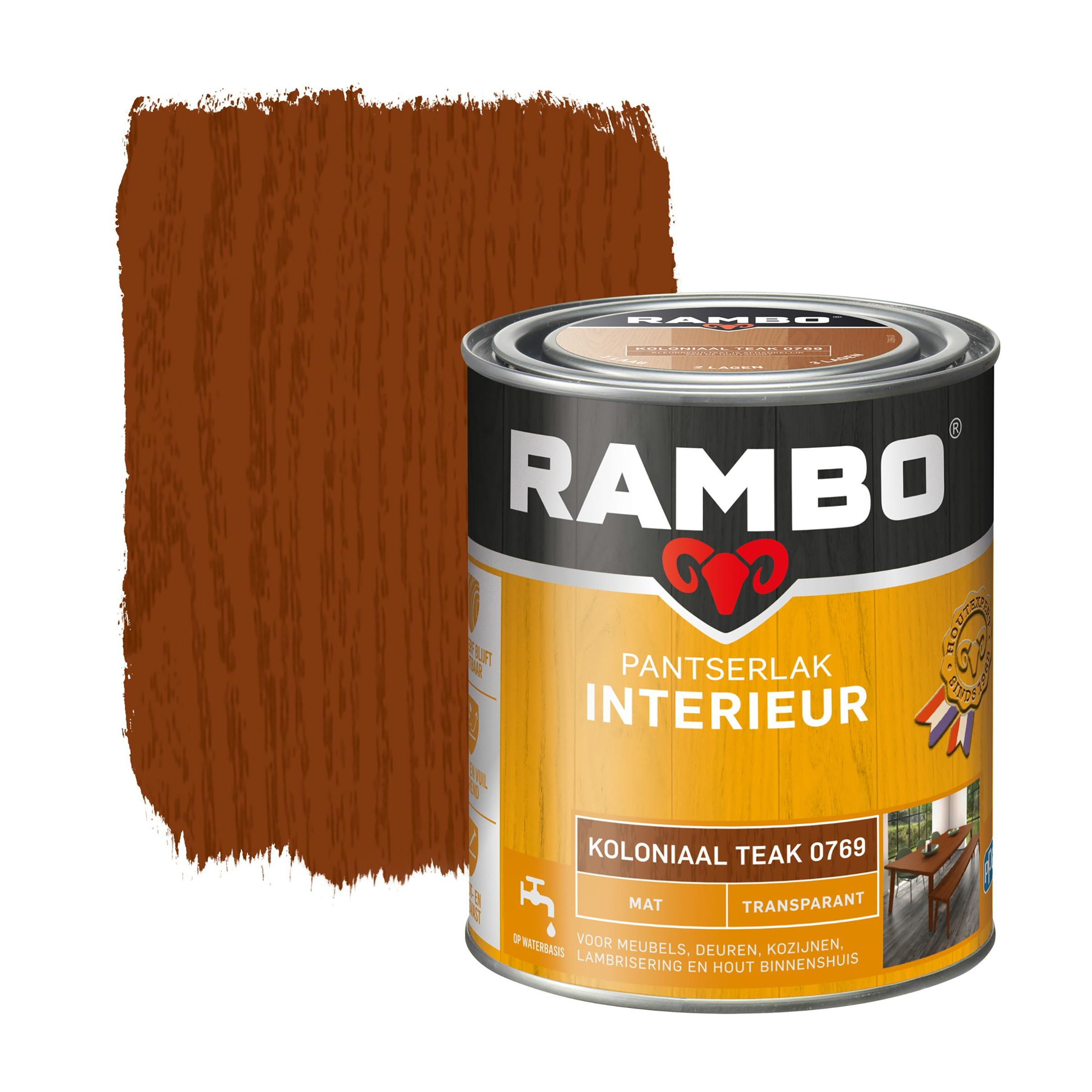 Rambo Pantserlak Interieur Transparant Mat Koloniaal Teak 750 Ml rambo kopen in de aanbieding