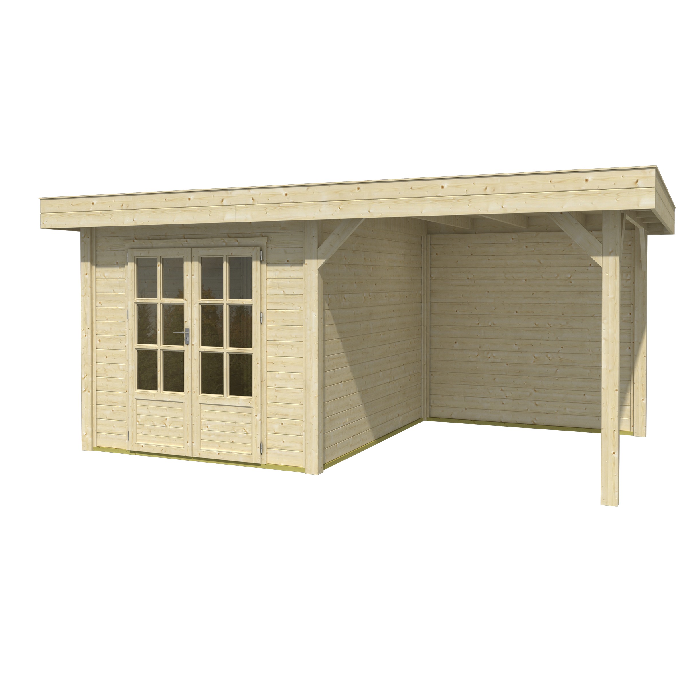 Tuinhuis Met Overkapping Java Onbehandeld Hout Blank 304X396 huismerk kopen in de aanbieding