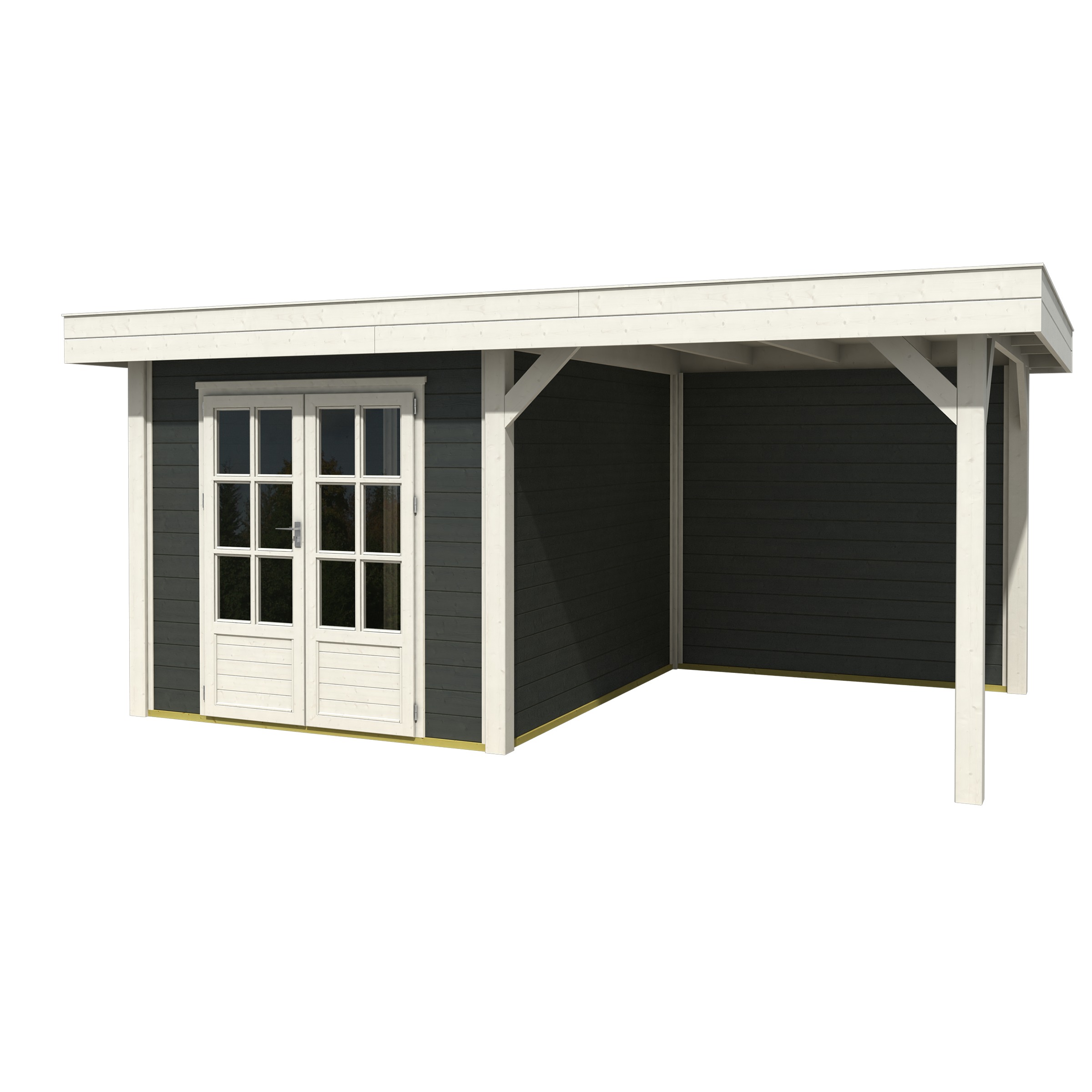Tuinhuis Met Overkapping Java Gecoat Hout Antraciet 304X396 huismerk kopen in de aanbieding