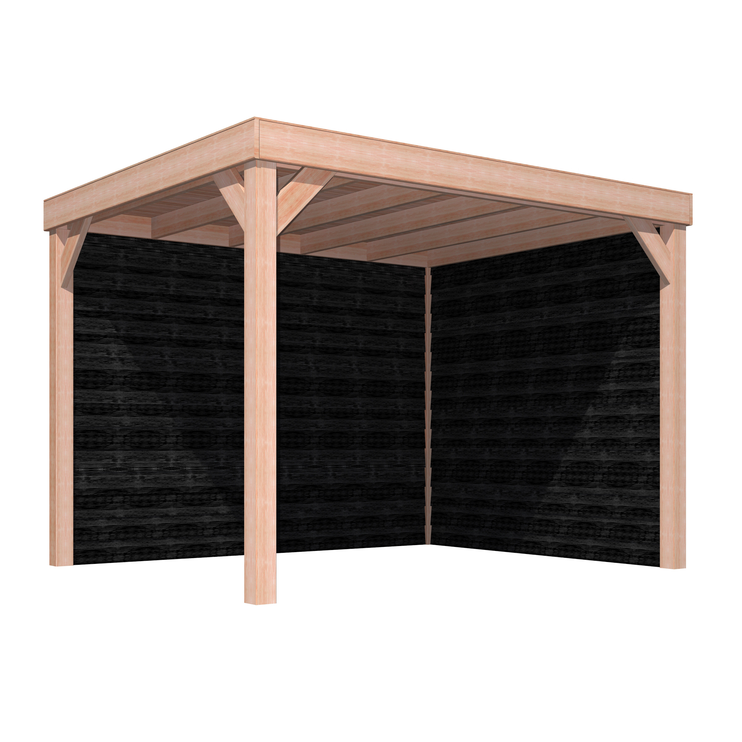 Overkapping Douglas Hout Zwart Met Achterwand En Zijwand 270X330 huismerk kopen in de aanbieding