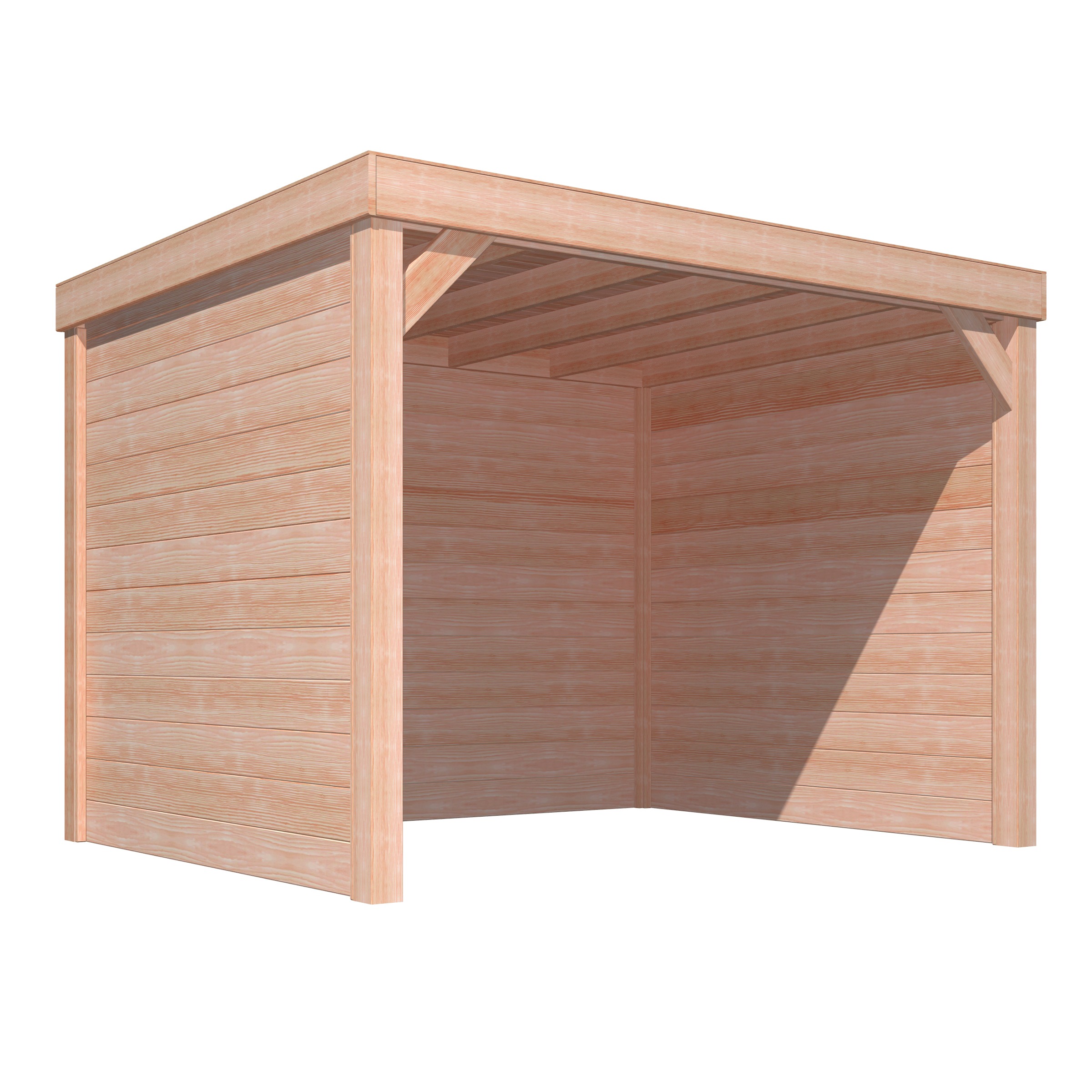 Overkapping Douglas Hout Blank Met Blokhutprofiel Achterwand En 2 Zijwanden 270X330 huismerk kopen in de aanbieding