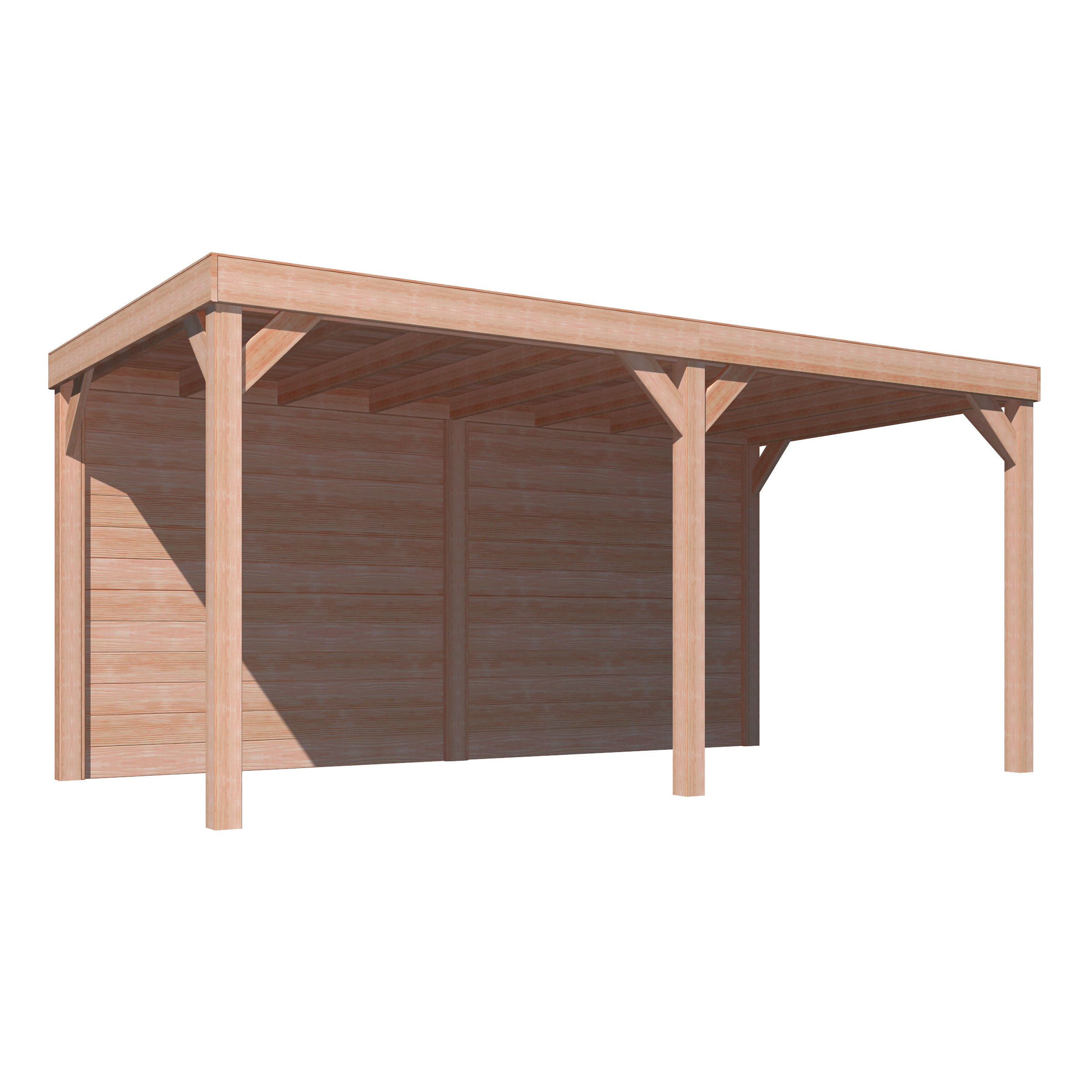 Overkapping Douglas Hout Blank Met Blokhutprofiel Achterwand 270X522 huismerk kopen in de aanbieding