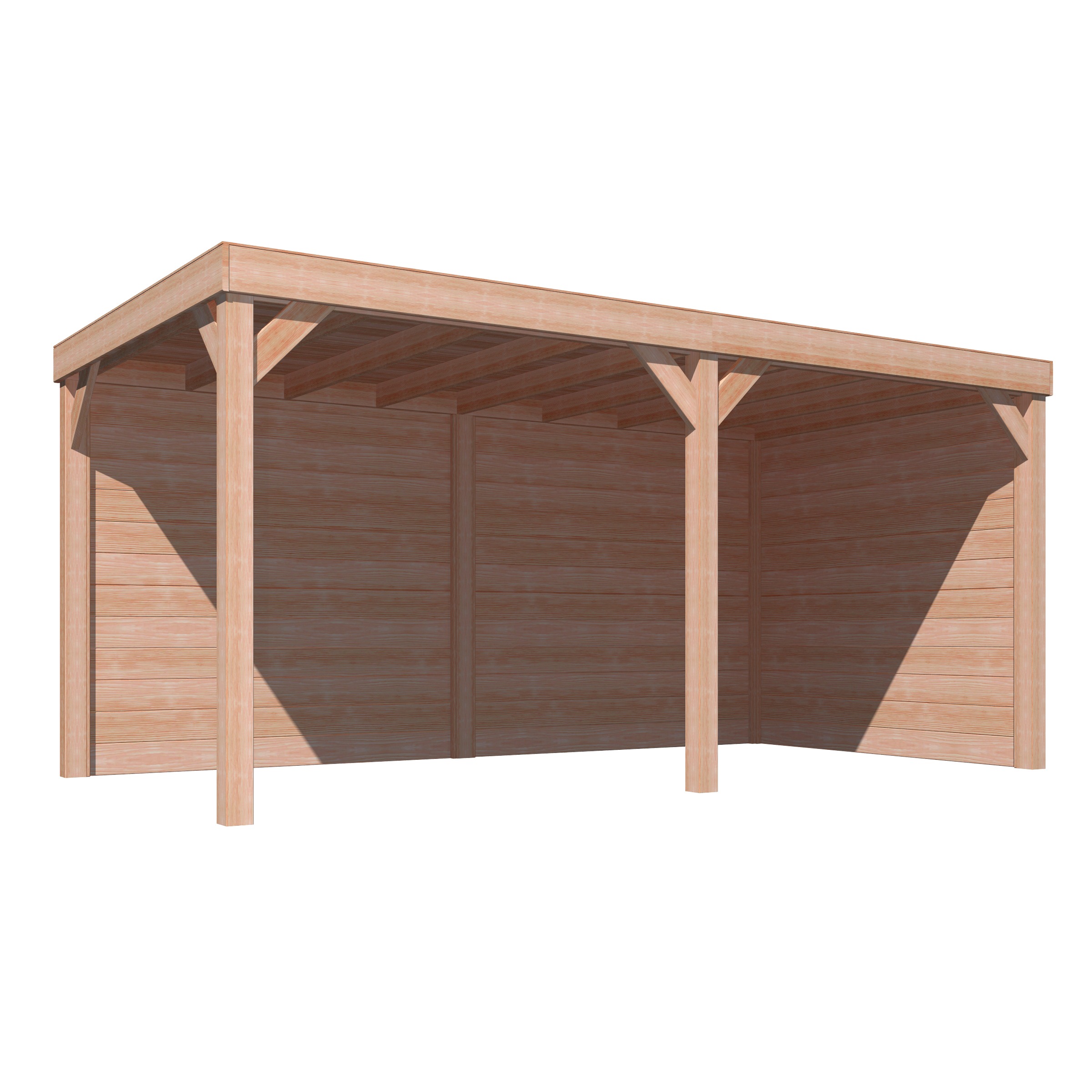 Overkapping Douglas Hout Blank Met Blokhutprofiel Achterwand En Zijwand 270X522 huismerk kopen in de aanbieding