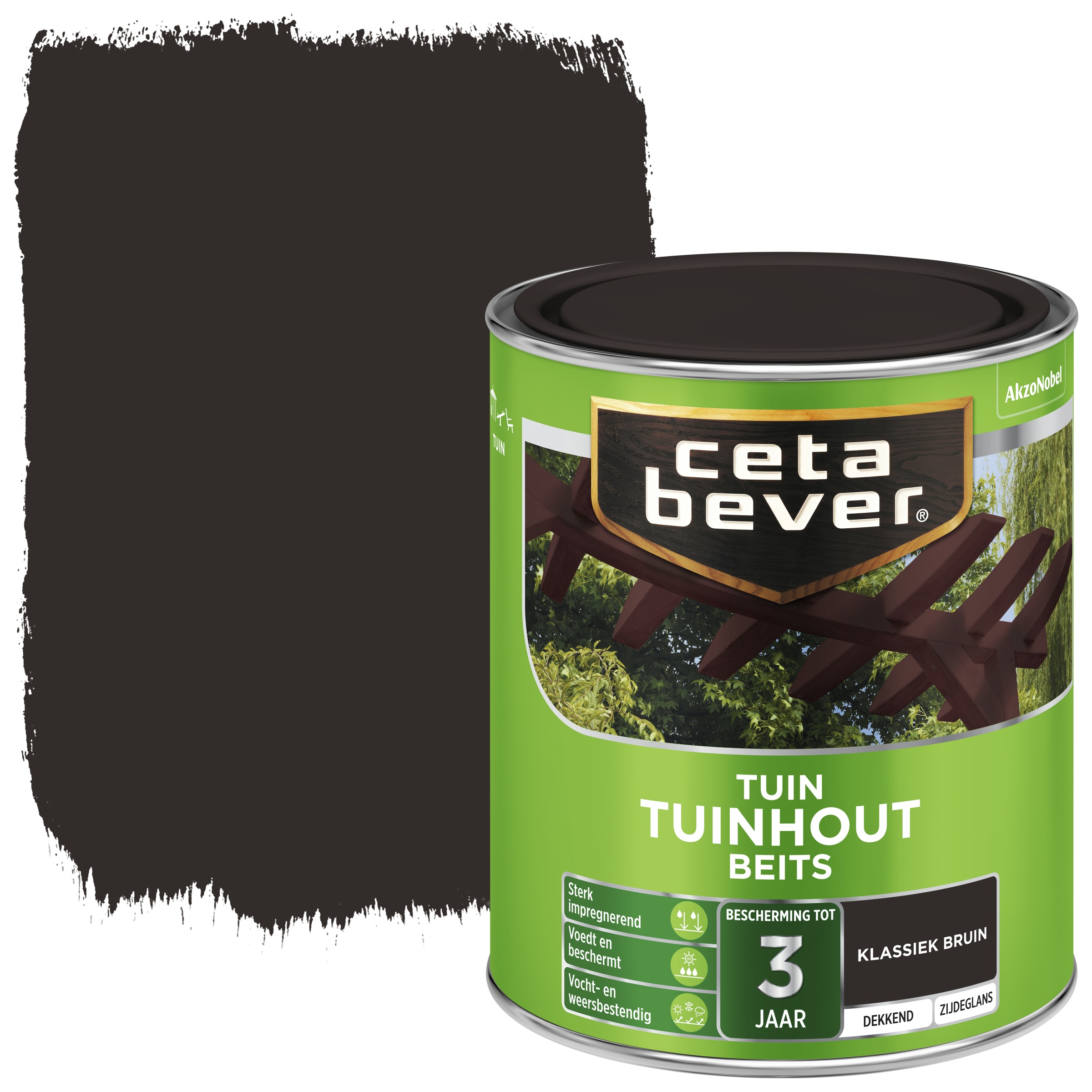 Cetabever Tuinhoutbeits Dekkend Klassiek Bruin Zijdeglans 750 Ml cetabever kopen in de aanbieding