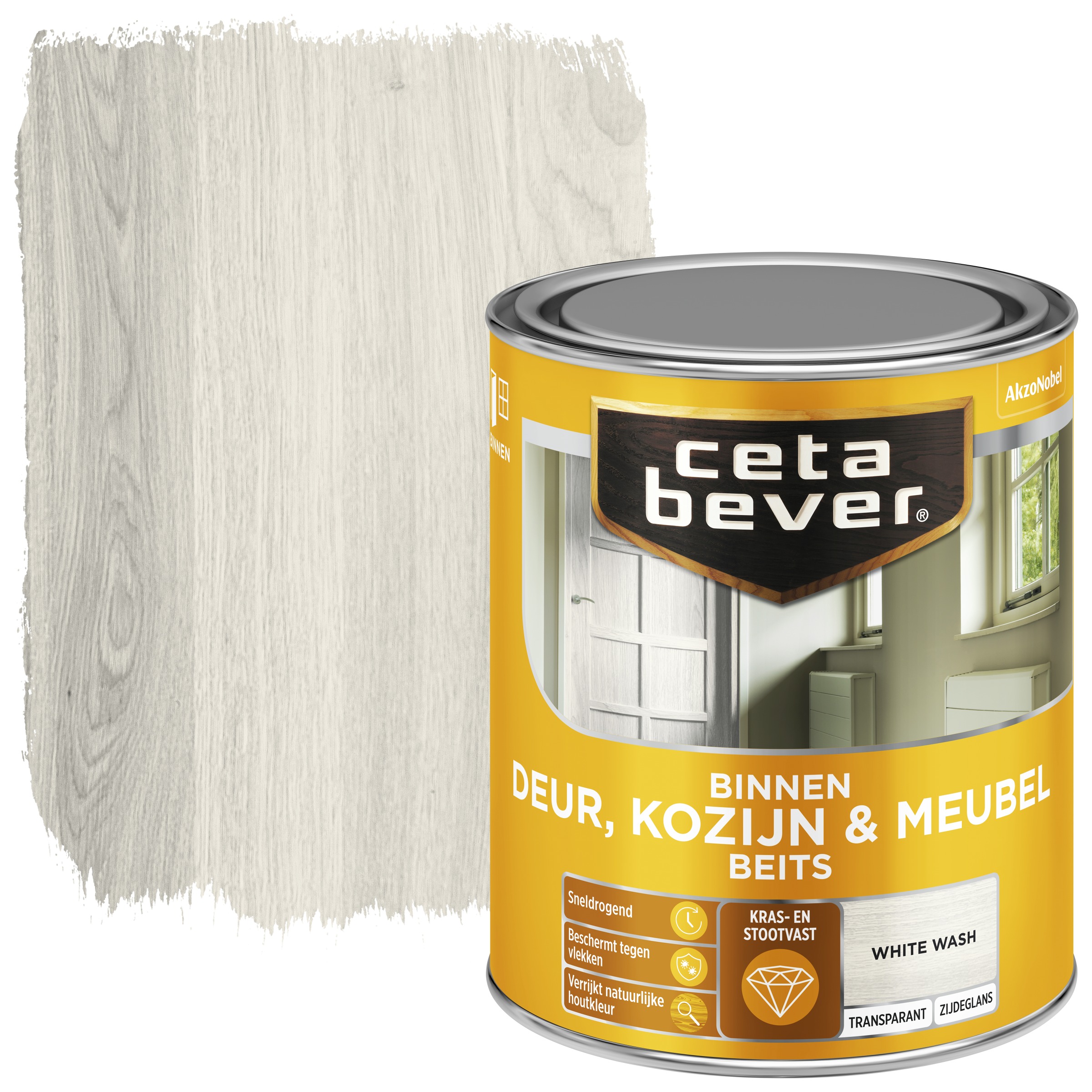 Cetabever Binnenbeits Deur Kozijn En Meubel Transparant White Wash Zijdeglans 750 Ml cetabever kopen in de aanbieding
