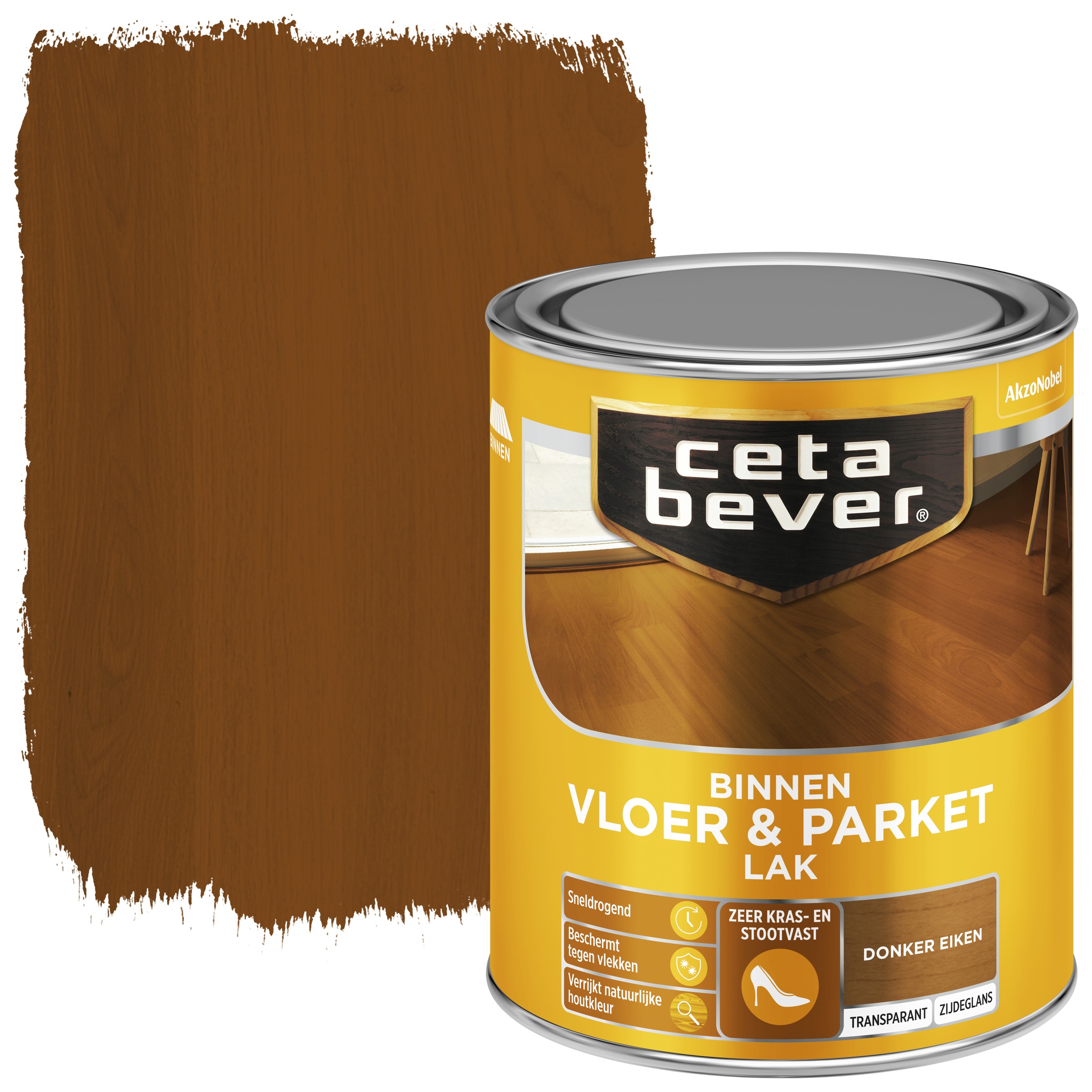 Cetabever Vloer Parketlak Transparant Donker Eiken Zijdeglans 750 Ml cetabever kopen in de aanbieding