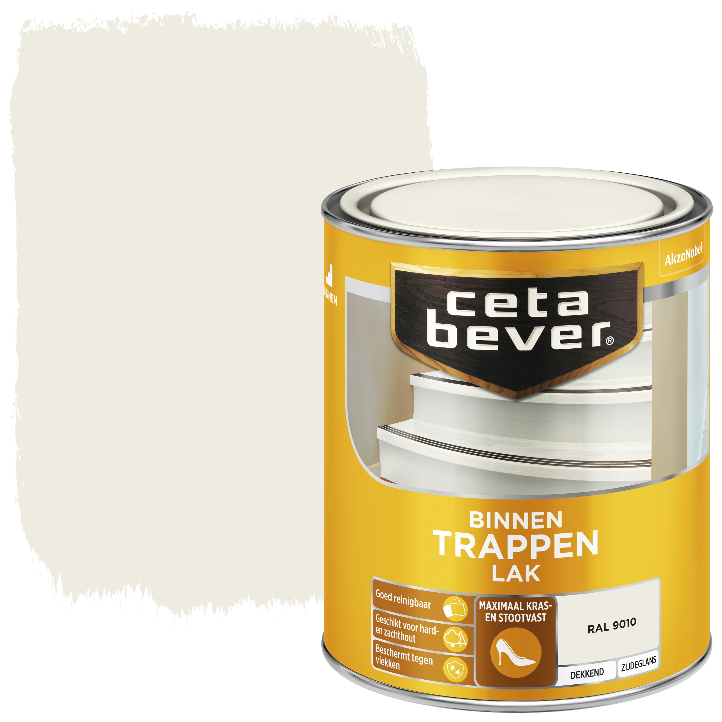 Cetabever Trappenlak Dekkend Ral 9010 Gebroken Wit Zijdeglans 750 Ml cetabever kopen in de aanbieding