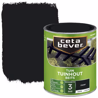 CetaBever Tuinhoutbeits zijdeglans dekkend zwart 750 ml