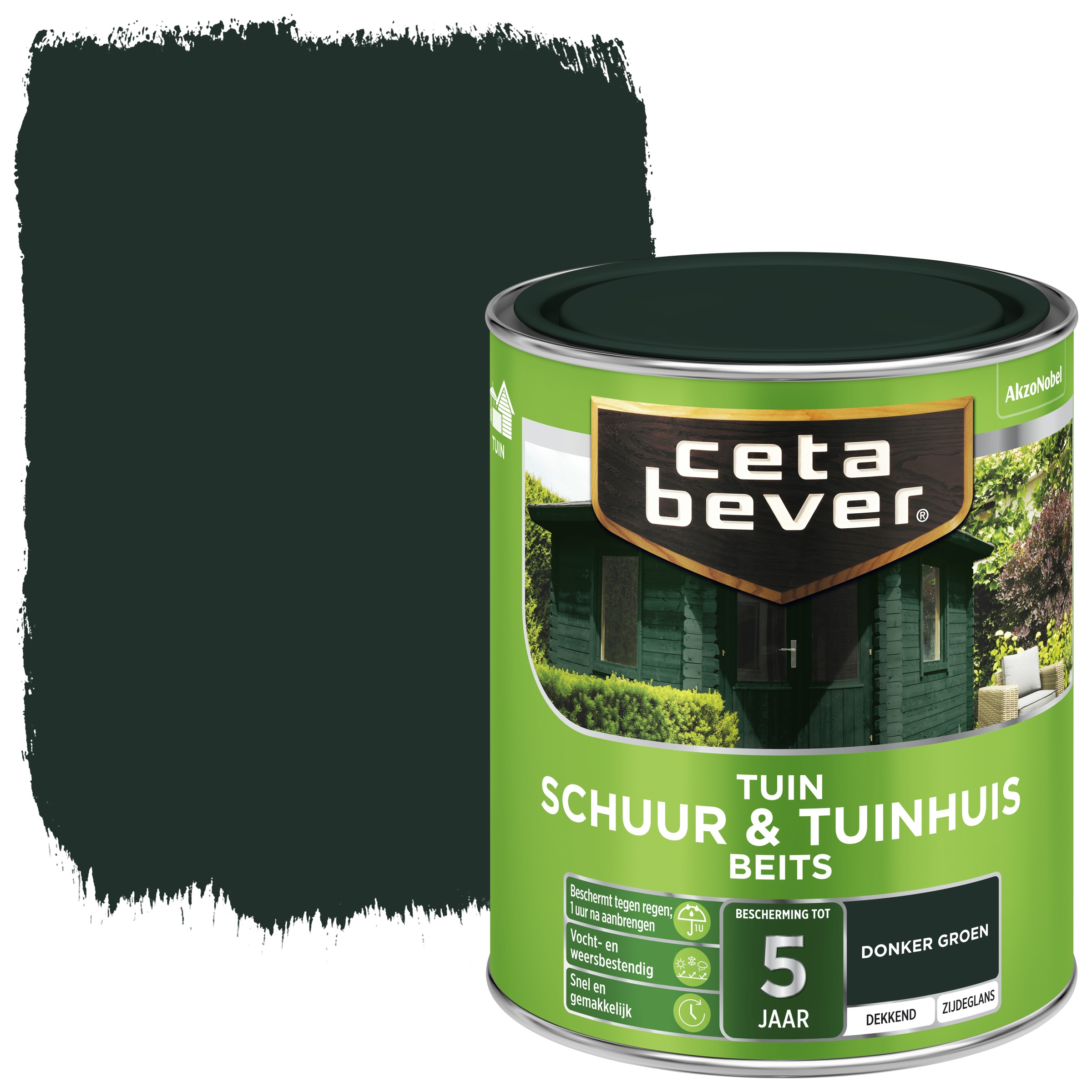 Cetabever Tuinbeits Schuur Tuinhuis Dekkend Donkergroen Zijdeglans 750 Ml cetabever kopen in de aanbieding