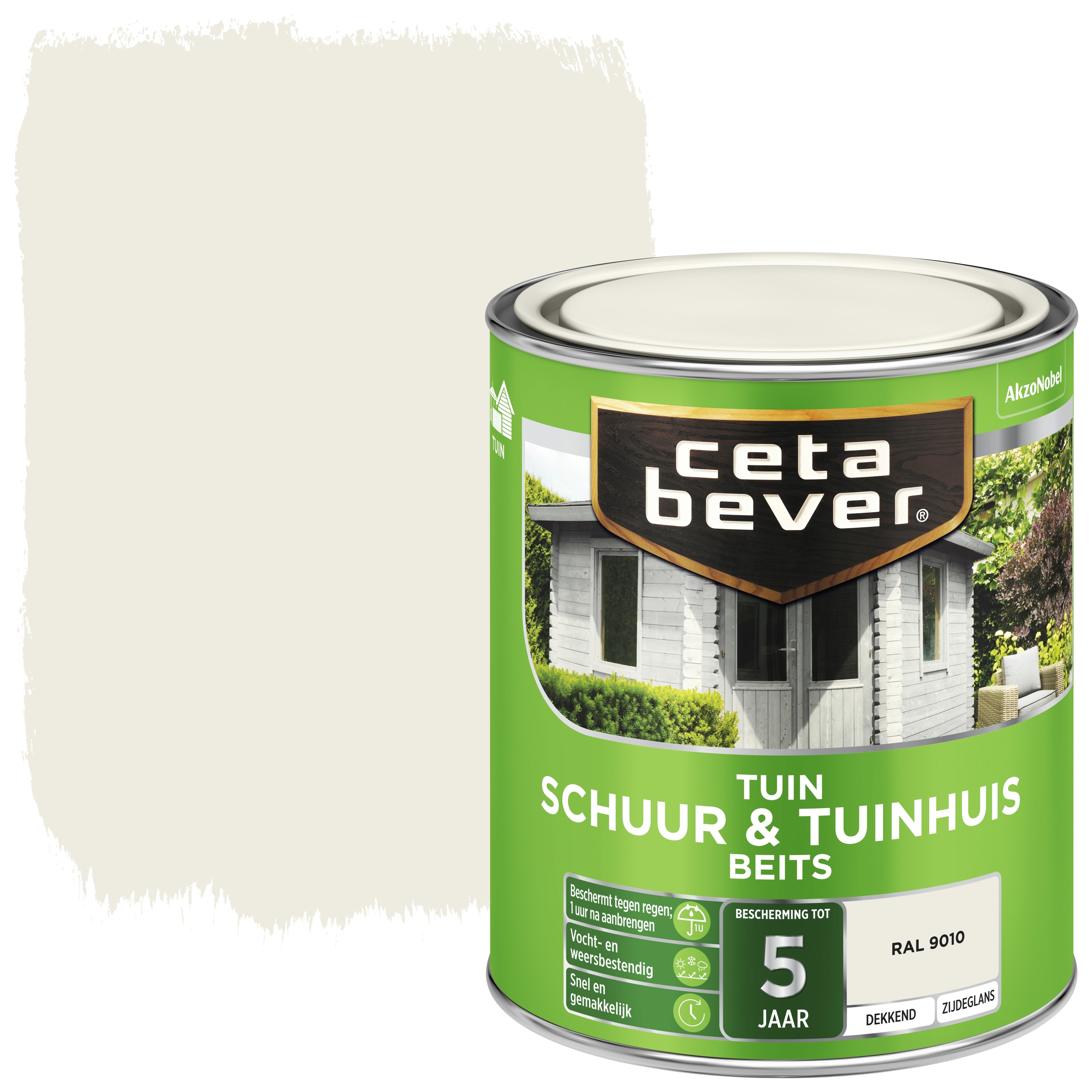 Cetabever Tuinbeits Schuur Tuinhuis Dekkend Ral 9010 Gebroken Wit 750 Ml cetabever kopen in de aanbieding