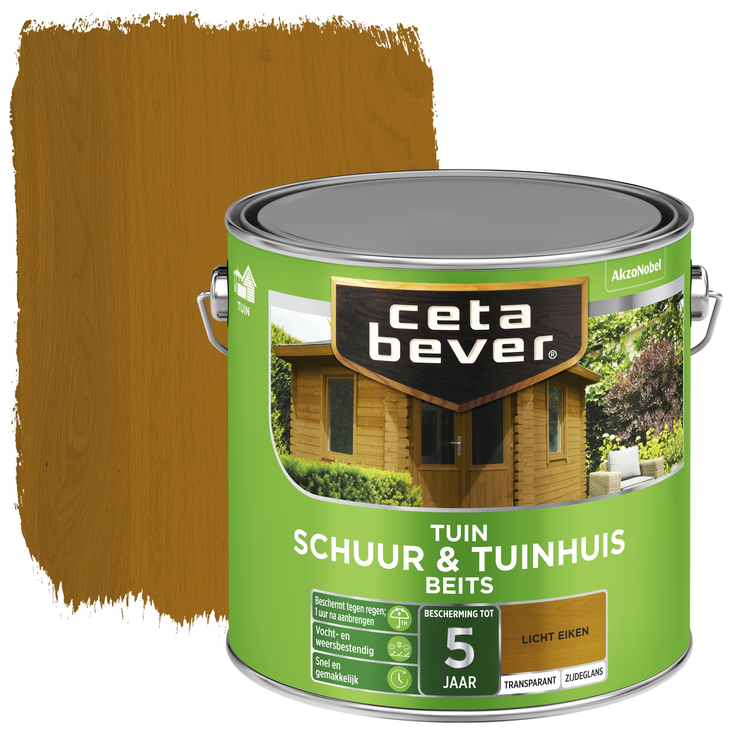 Cetabever Tuinbeits Schuur Tuinhuis Transparant Licht Eiken Zijdeglans 25 cetabever kopen in de aanbieding