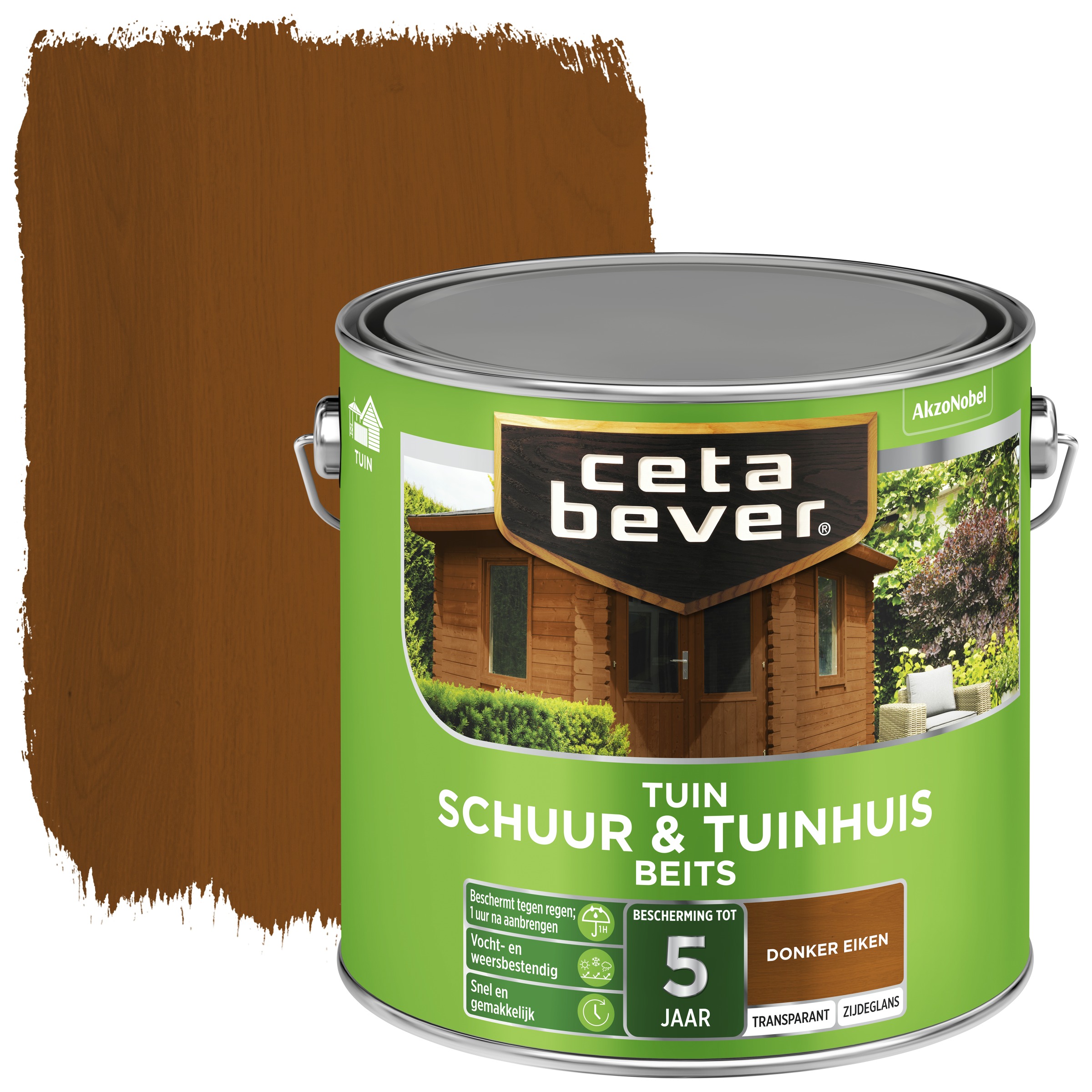Cetabever Tuinbeits Schuur Tuinhuis Transparant Donker Eiken Zijdeglans 25 cetabever kopen in de aanbieding