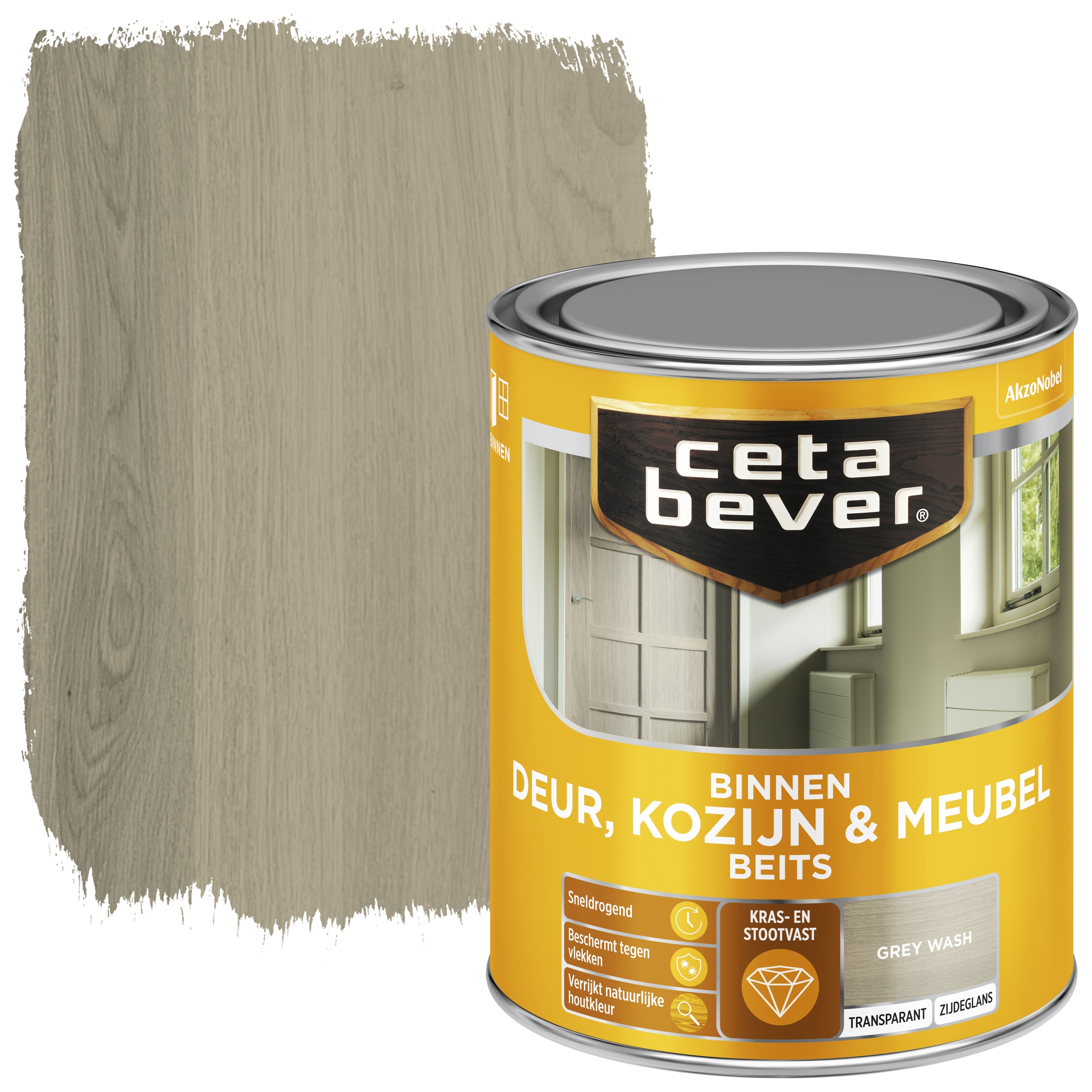 Cetabever Binnenbeits Deur Kozijn En Meubel Transparant Grey Wash Zijdeglans 750 Ml cetabever kopen in de aanbieding