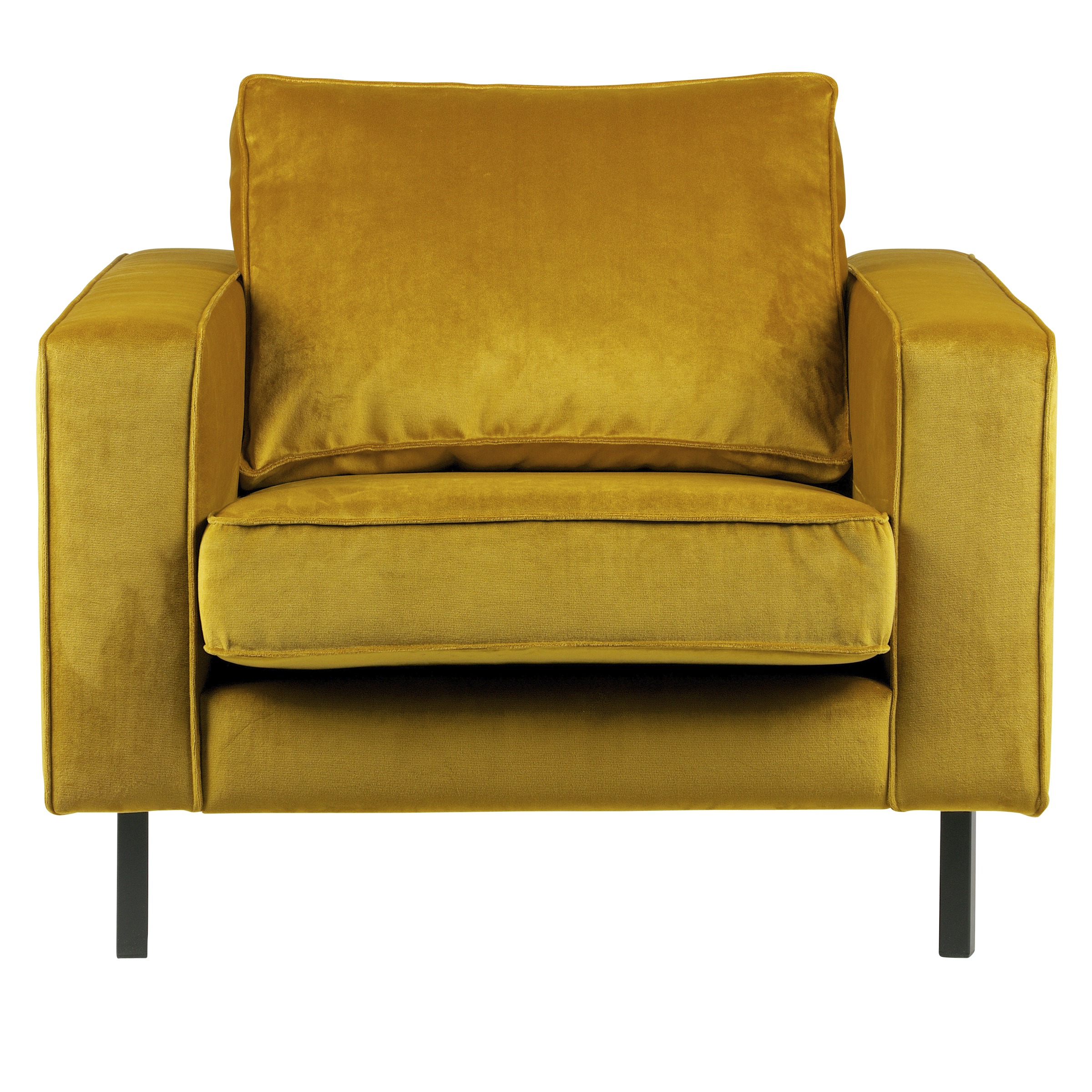 Woood Fauteuil Robin Fluweel Gestoffeerd Okergeel woood kopen in de aanbieding