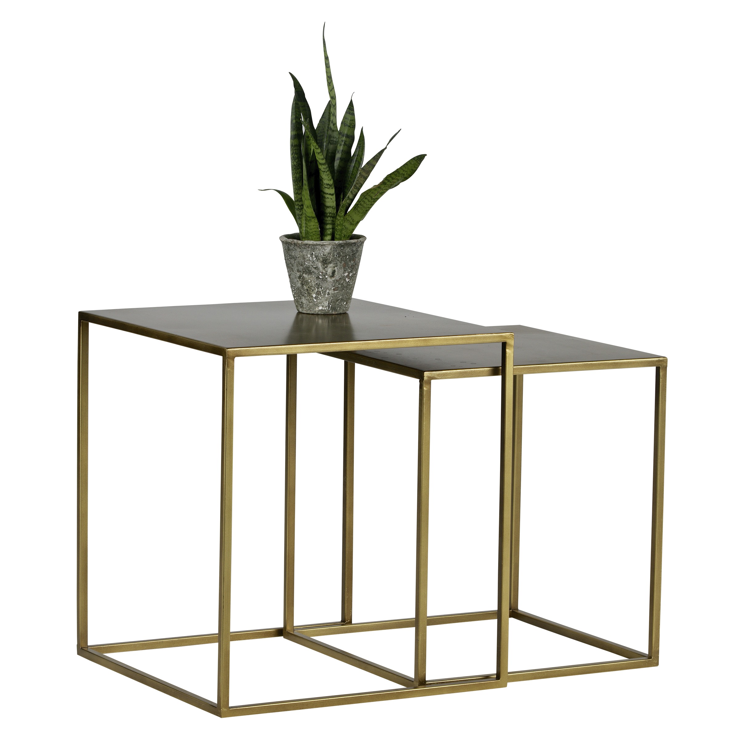 Woood Bijzettafel Ziva Metaal Messing Set Van 2 woood kopen in de aanbieding