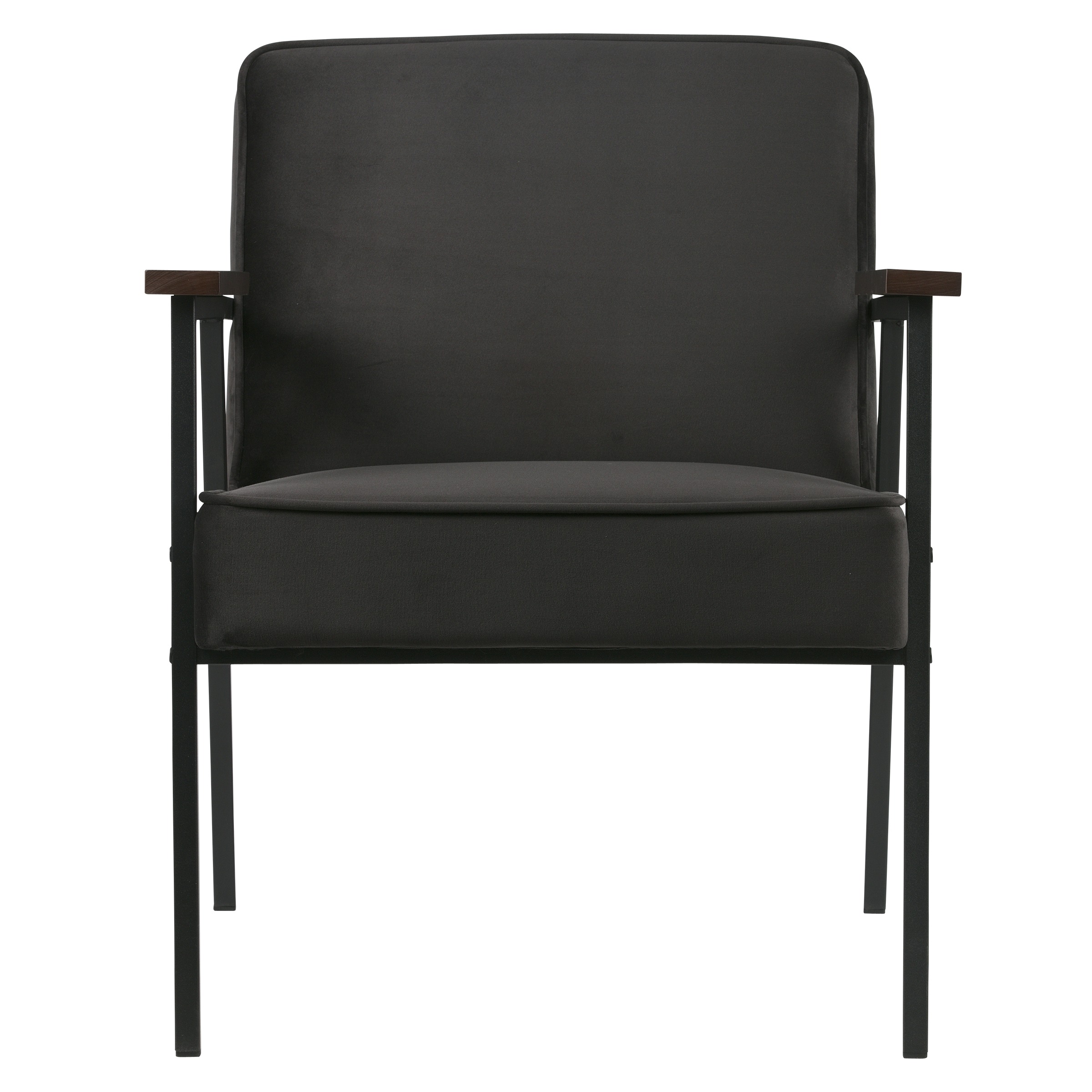 Woood Fauteuil Vicky Fluweel Antraciet Met Houten Liggers woood kopen in de aanbieding