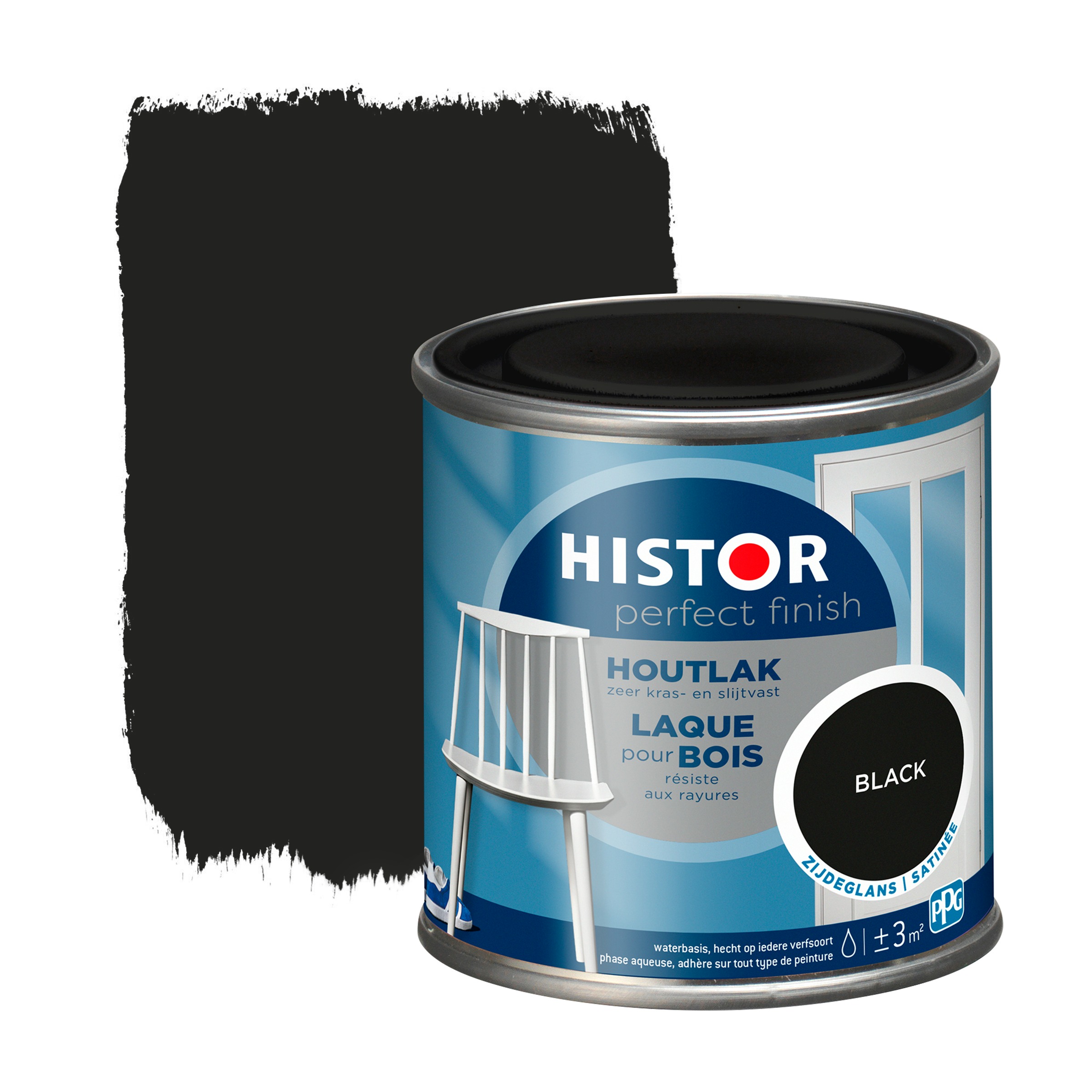 Histor Perfect Finish Houtlak Zijdeglans Ral 9005 Zwart 250 Ml histor kopen in de aanbieding