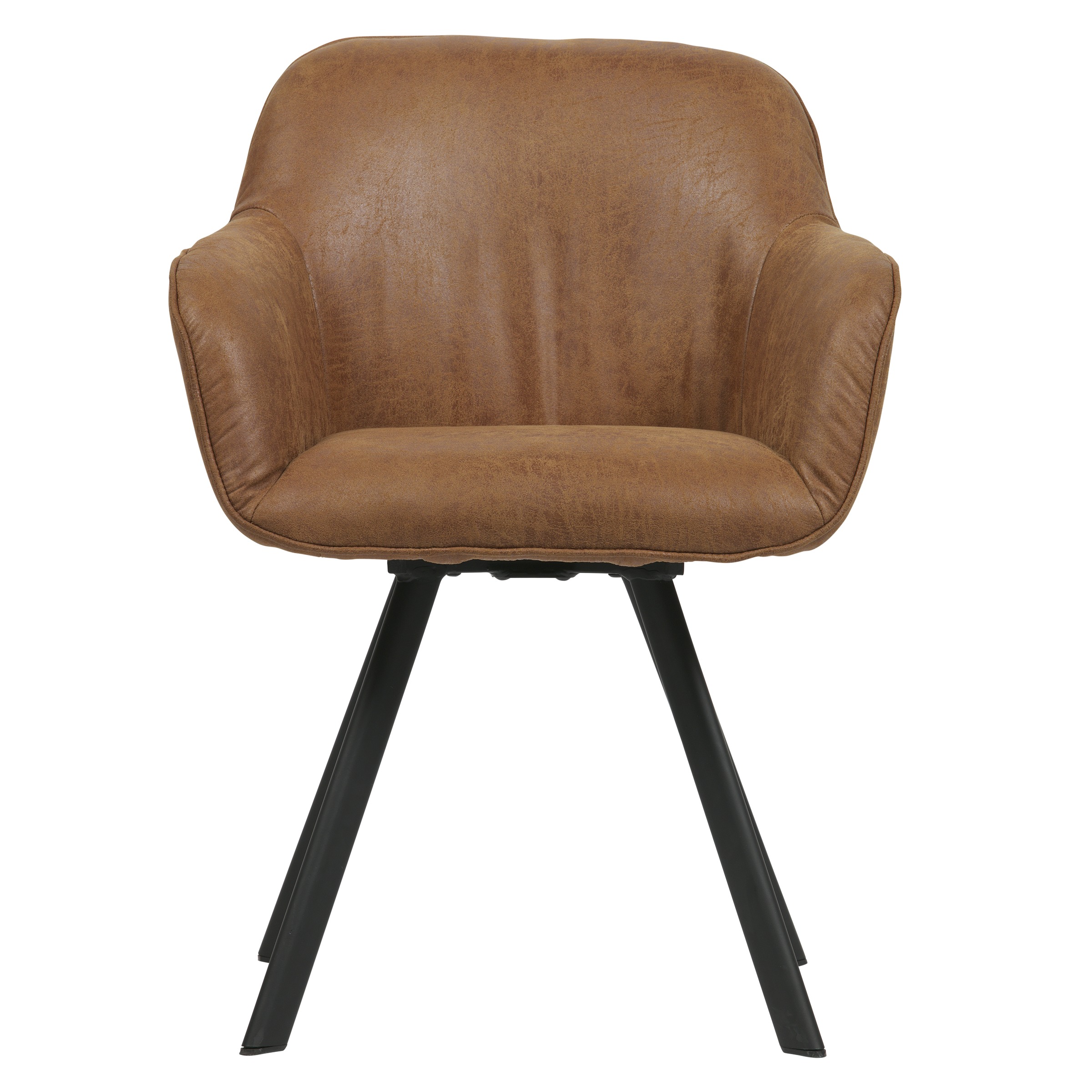 Woood Eetkamerstoel Viggo Pu Kunstleder Cognac Per 2 Stuks woood kopen in de aanbieding