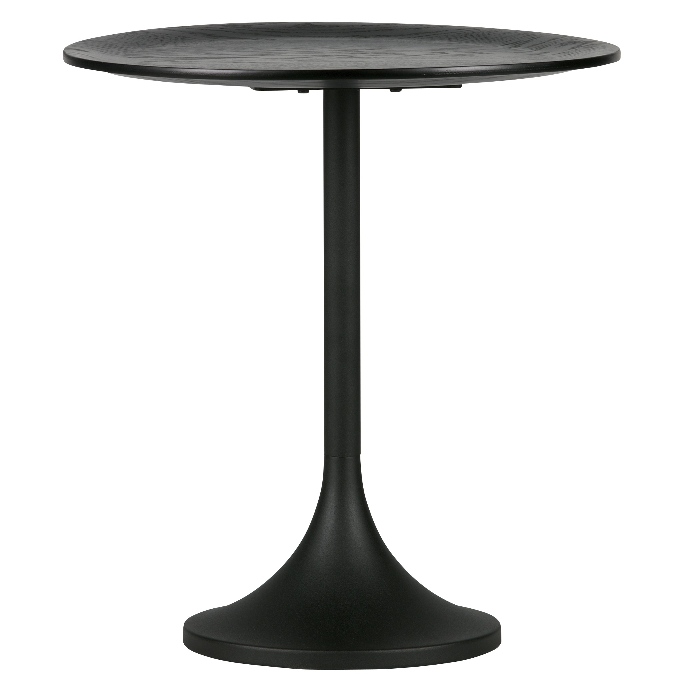 Karwei Woood Bijzettafel Bowie Rond Eiken Tafelblad Met Metalen Trompetvoet Zwart karwei kopen in de aanbieding