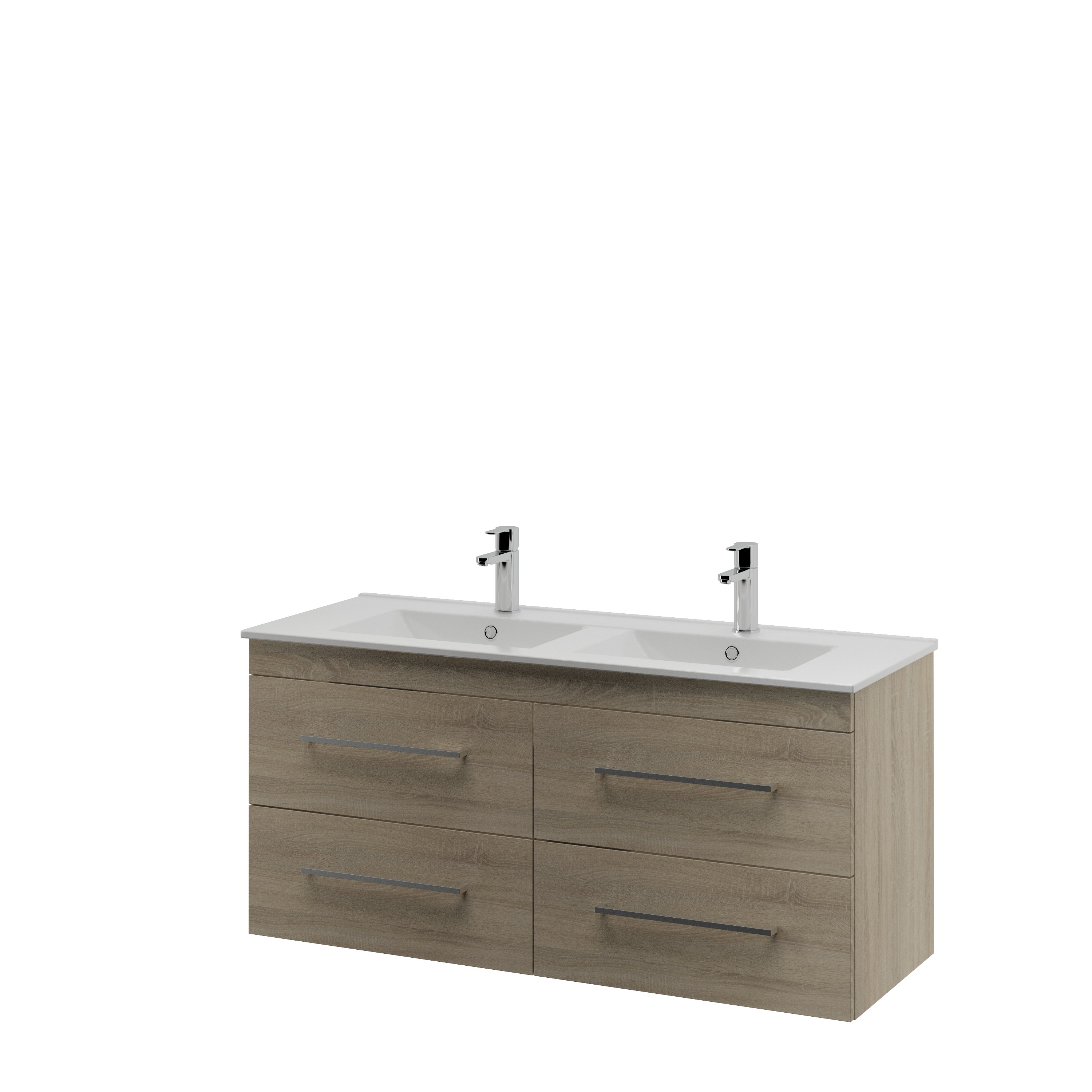 Bruynzeel Optima Badkamermeubel Set 120Cm Grijs Eiken Met Vierkante Greep bruynzeel kopen in de aanbieding