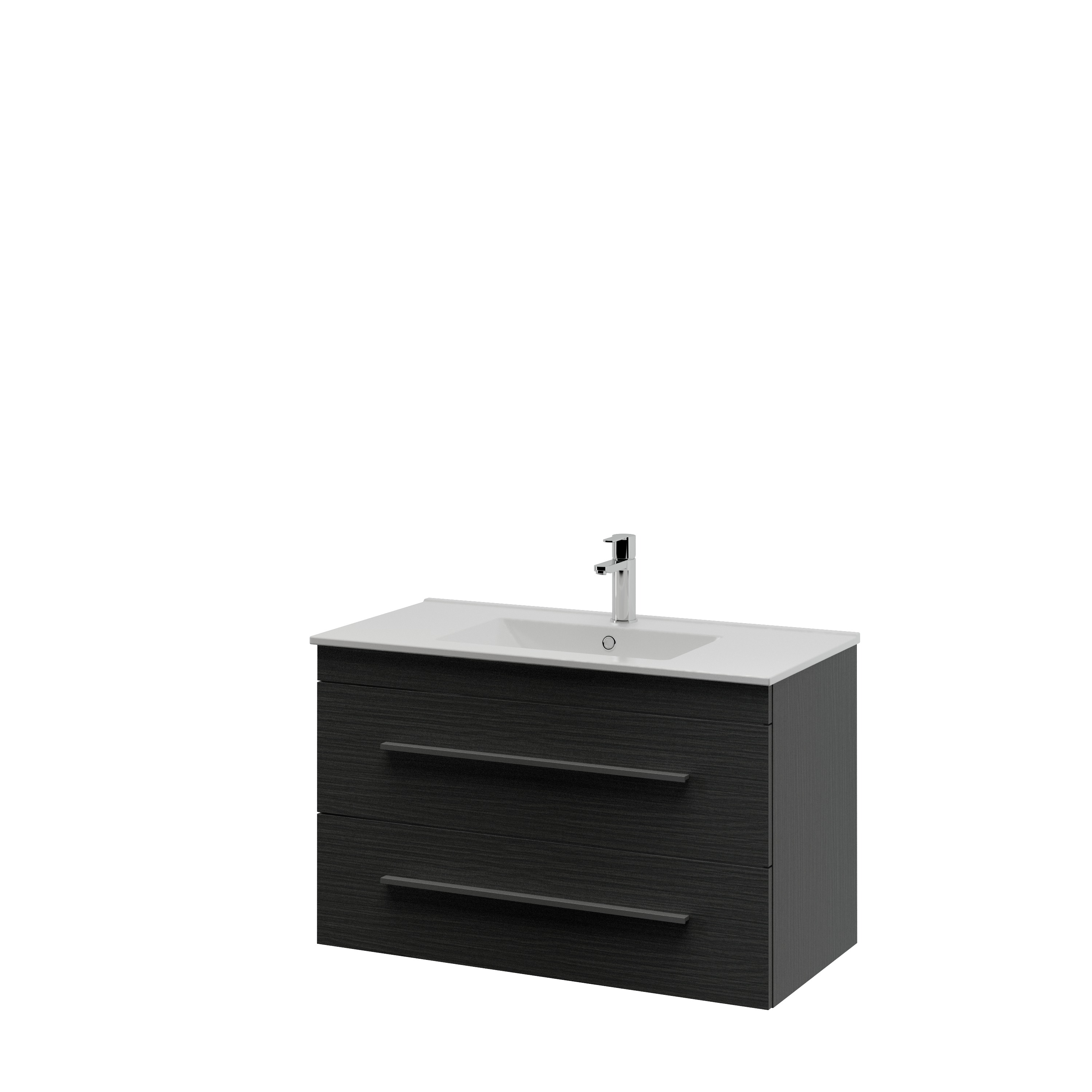 Bruynzeel Optima Badkamermeubel Set 90Cm Hacienda Zwart Met Profielgreep bruynzeel kopen in de aanbieding