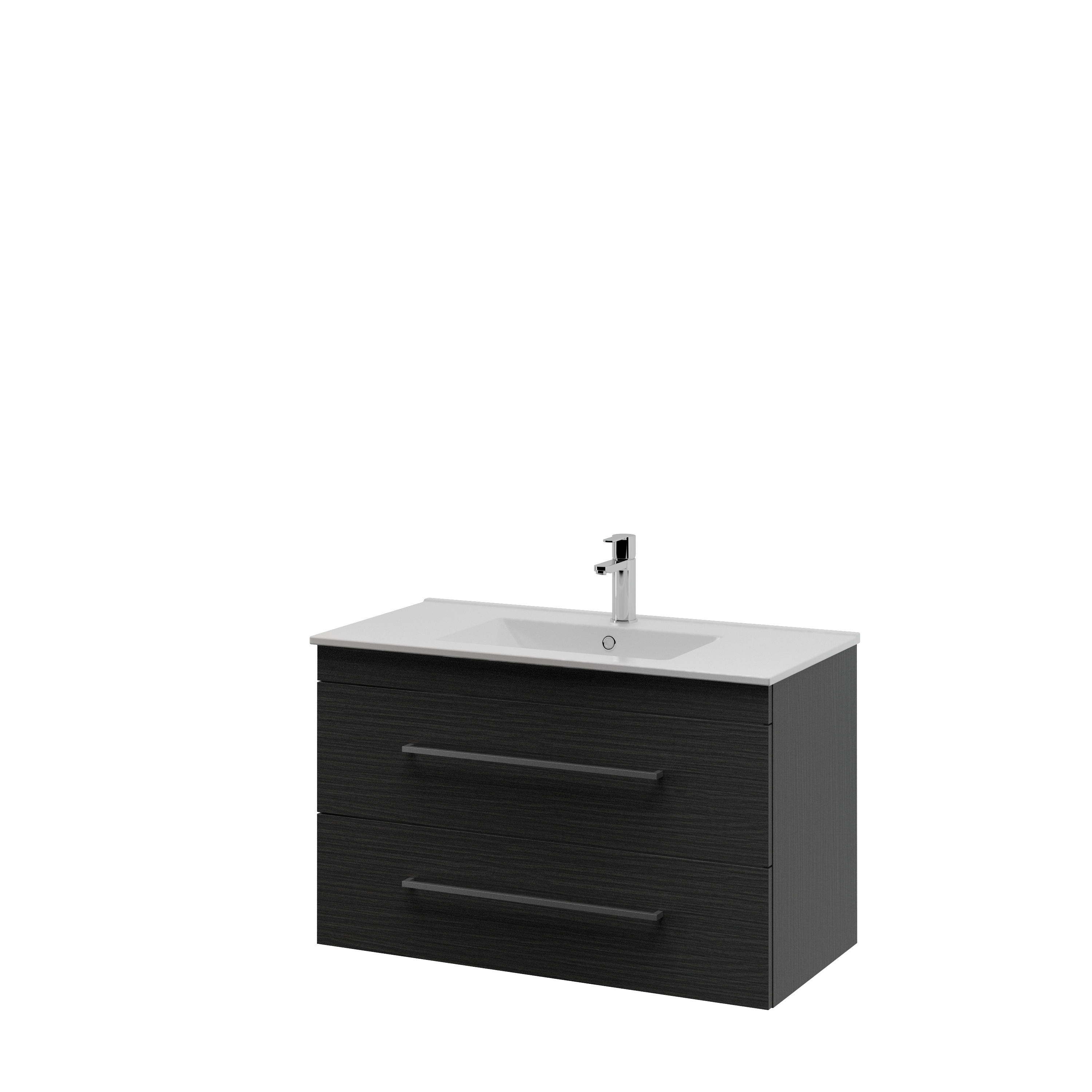 Bruynzeel Optima Badkamermeubel Set 90Cm Hacienda Zwart Met Vierkante Greep bruynzeel kopen in de aanbieding