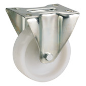 Bokwiel PP met plaatbevestiging Ø 100 mm max. 150 kg wit