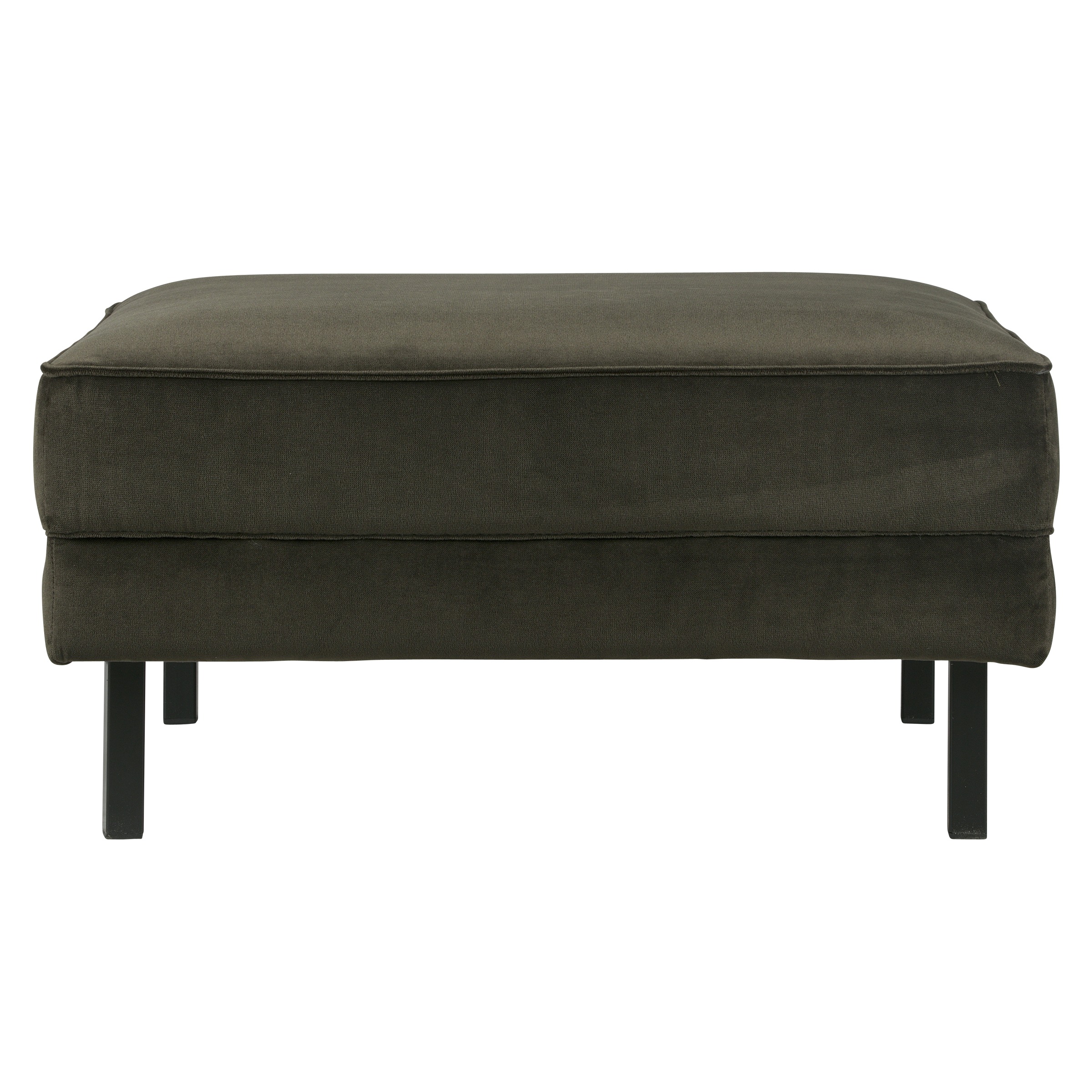 Woood Hocker Robin Vierkant Warmgroen Fluweel Gestoffeerd woood kopen in de aanbieding