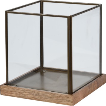 stilte Distributie verzending Windlicht vierkant glas messing goud/hout 16x16 cm kopen? | Karwei