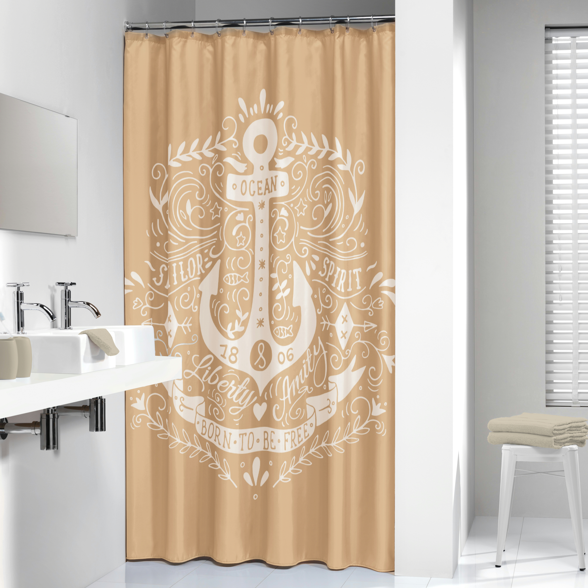 Sealskin Douchegordijn Anchor 180X200Cm Zand sealskin kopen in de aanbieding
