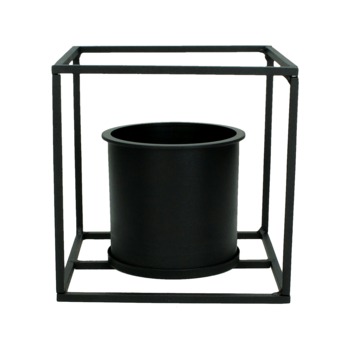 Planter metaal zwart 17,4x17x17 cm