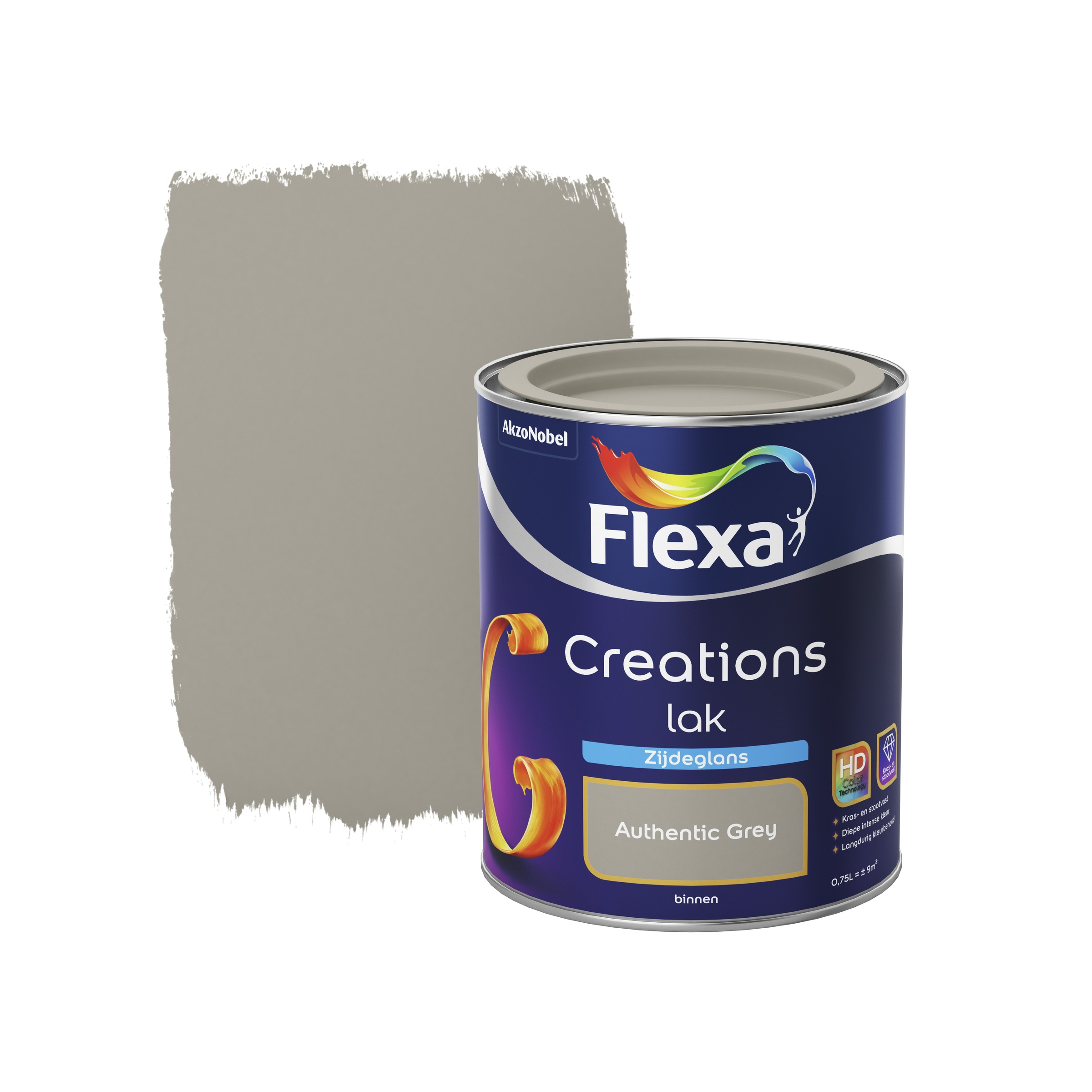 Flexa Creations Lak Zijdeglans Authentic Grey 750 Ml flexa kopen in de aanbieding