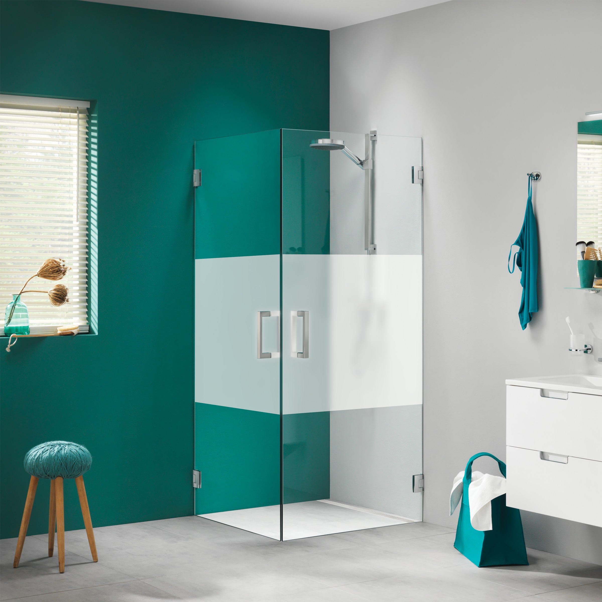 Sealskin Get Wet Swingdeur Voor Hoekinstap I Am R 100X200 Cm Chroom Met Gesatineerde Band sealskin kopen in de aanbieding