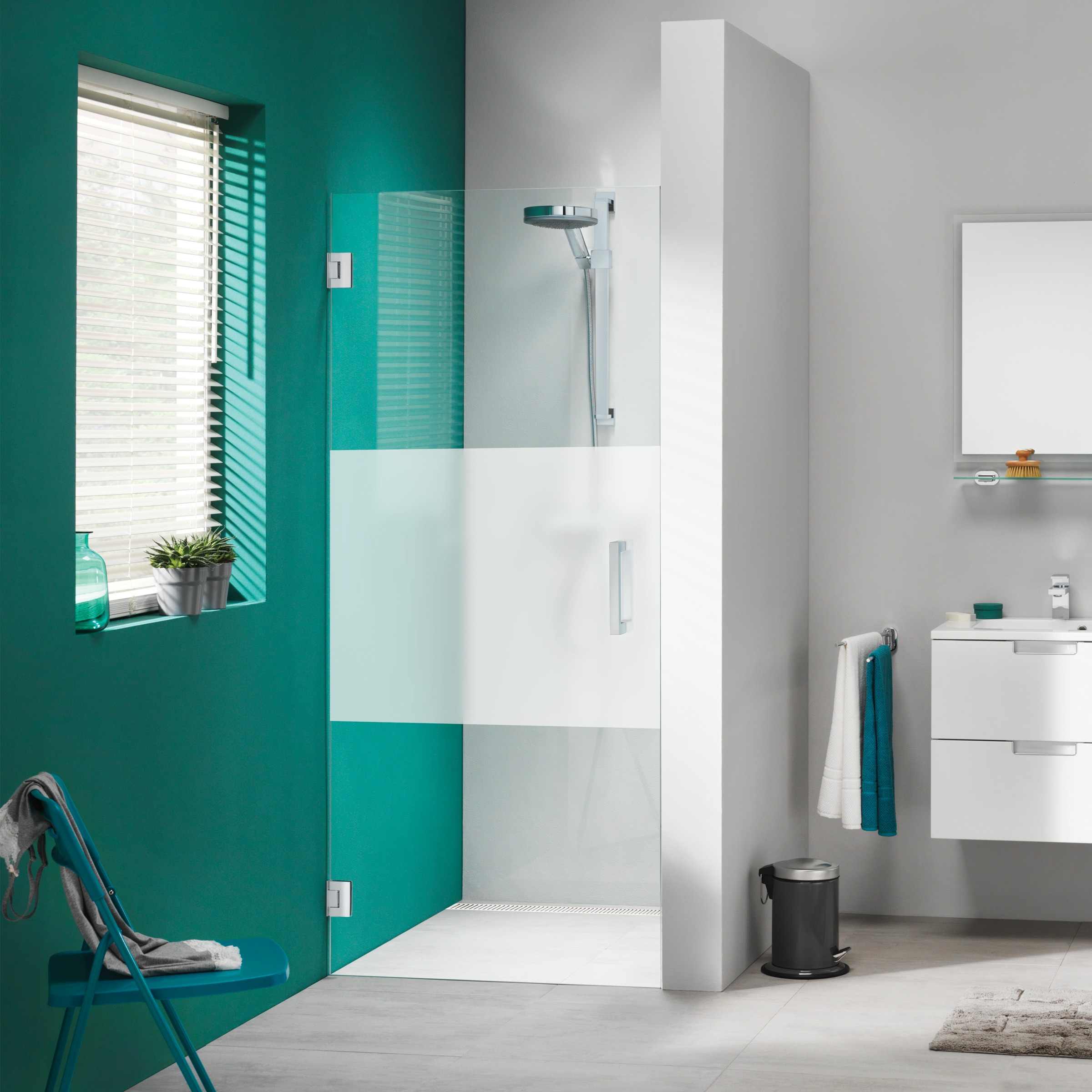 Sealskin Get Wet Swingdeur Voor Nis I Am 100X200 Cm Chroom Met Gesatineerde Band sealskin kopen in de aanbieding