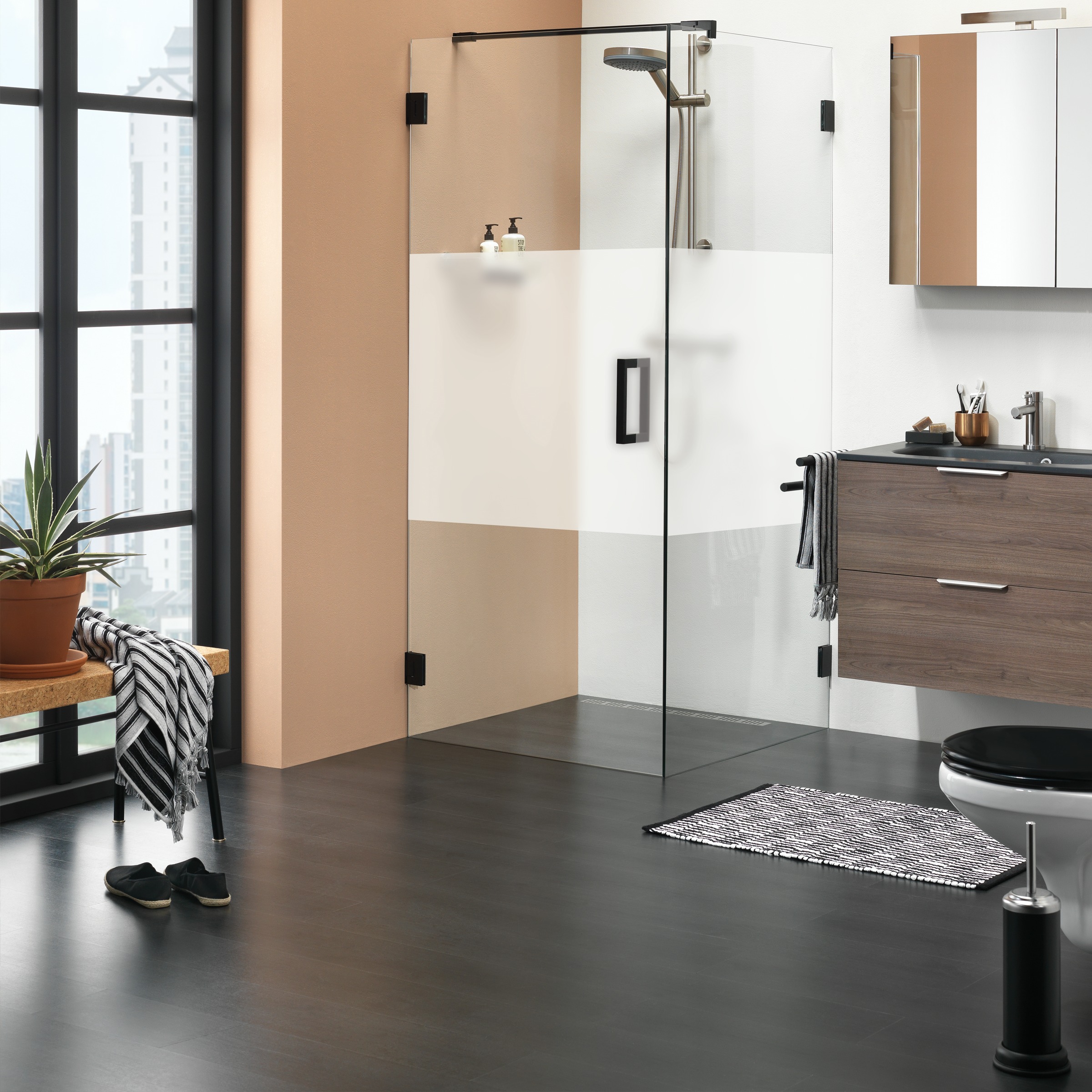 Sealskin Get Wet Swingdeur Voor Douchewand I Am R 90X200 Cm Zwart Met Gesatineerde Band sealskin kopen in de aanbieding