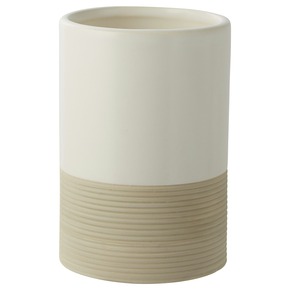 Atlantic tandenborstelbeker keramiek met ribbels Wit/Zand