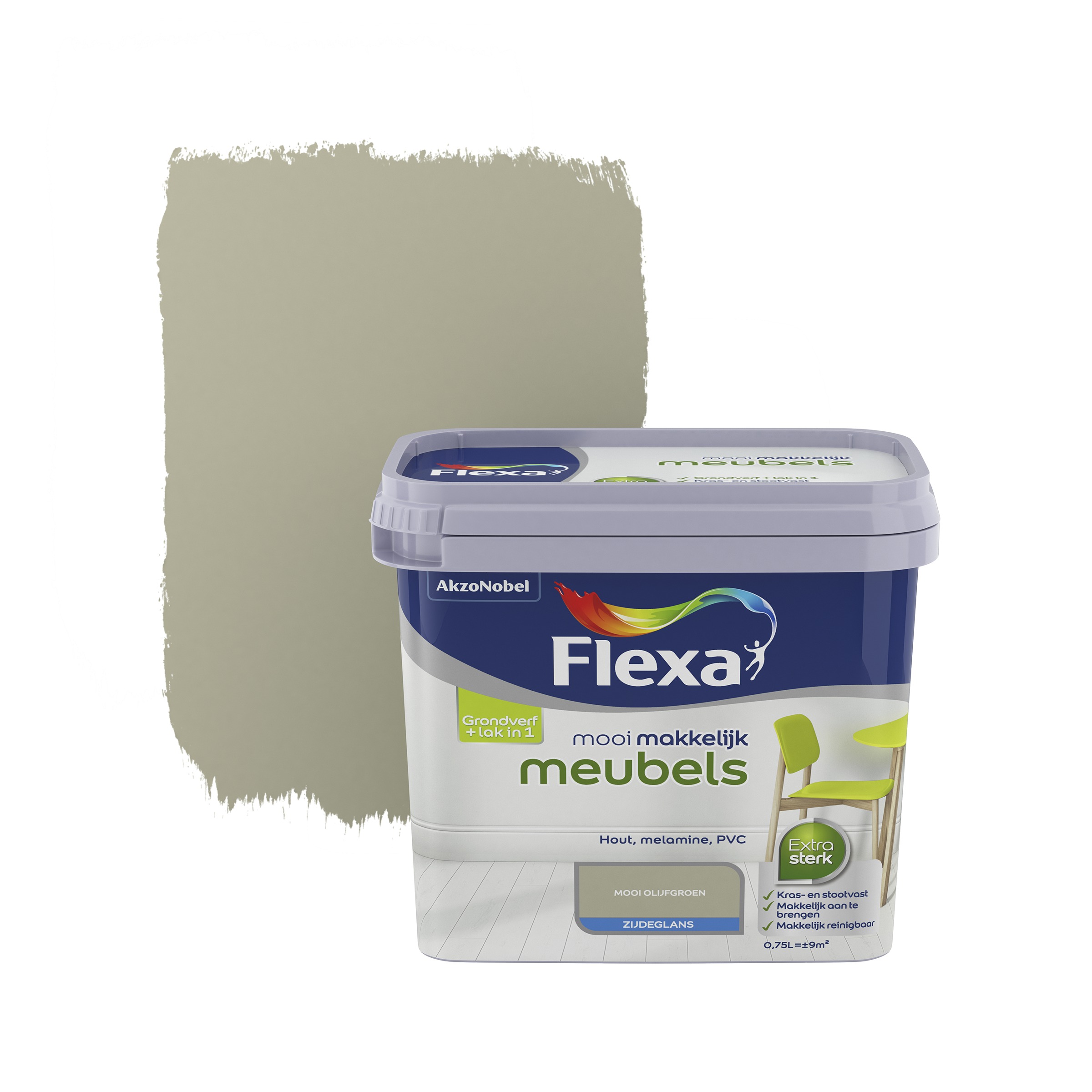 Flexa Mooi Makkelijk Meubels Olijfgroen Zijdeglans 750 Ml flexa kopen in de aanbieding