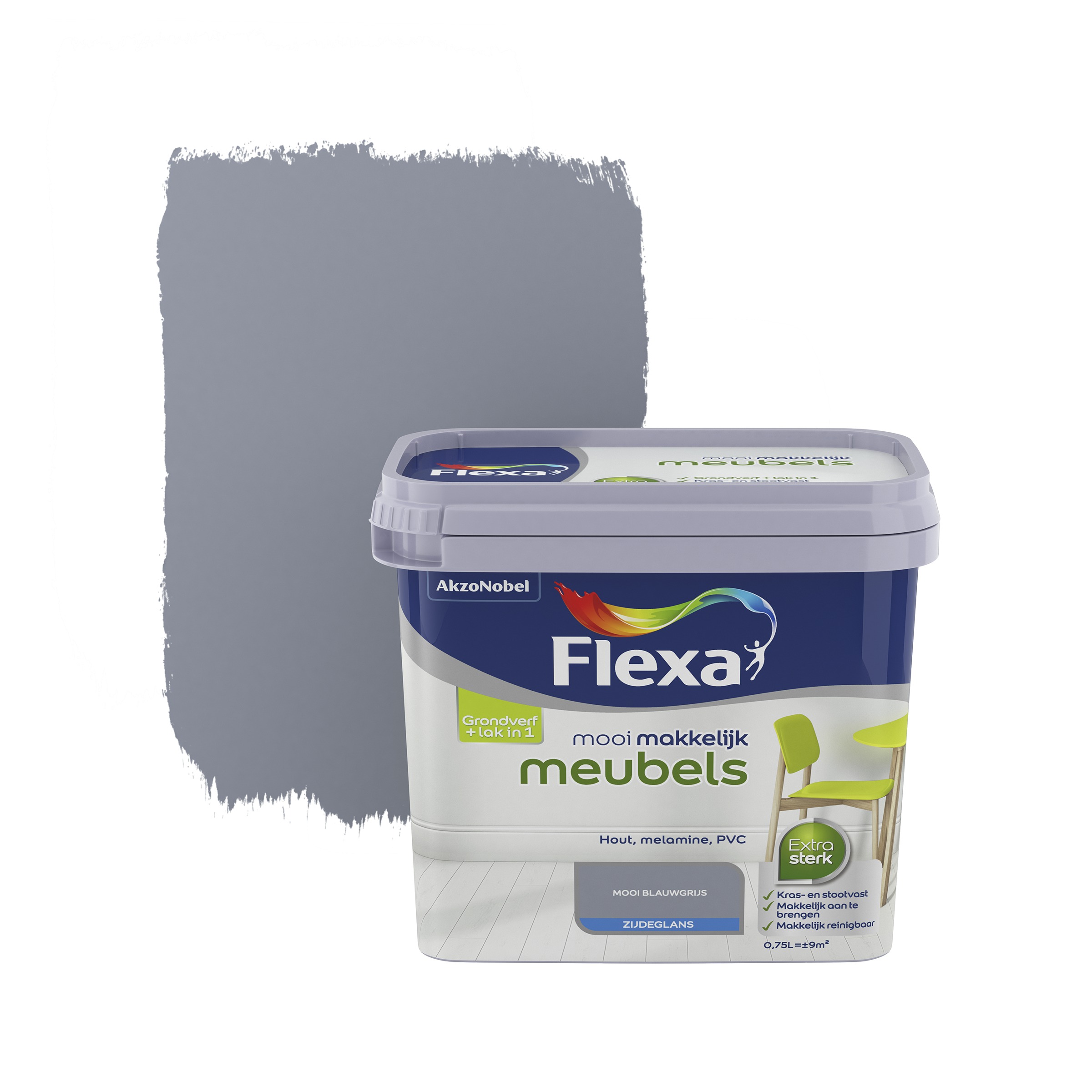 Flexa Mooi Makkelijk Meubels Blauwgrijs Zijdeglans 750 Ml flexa kopen in de aanbieding