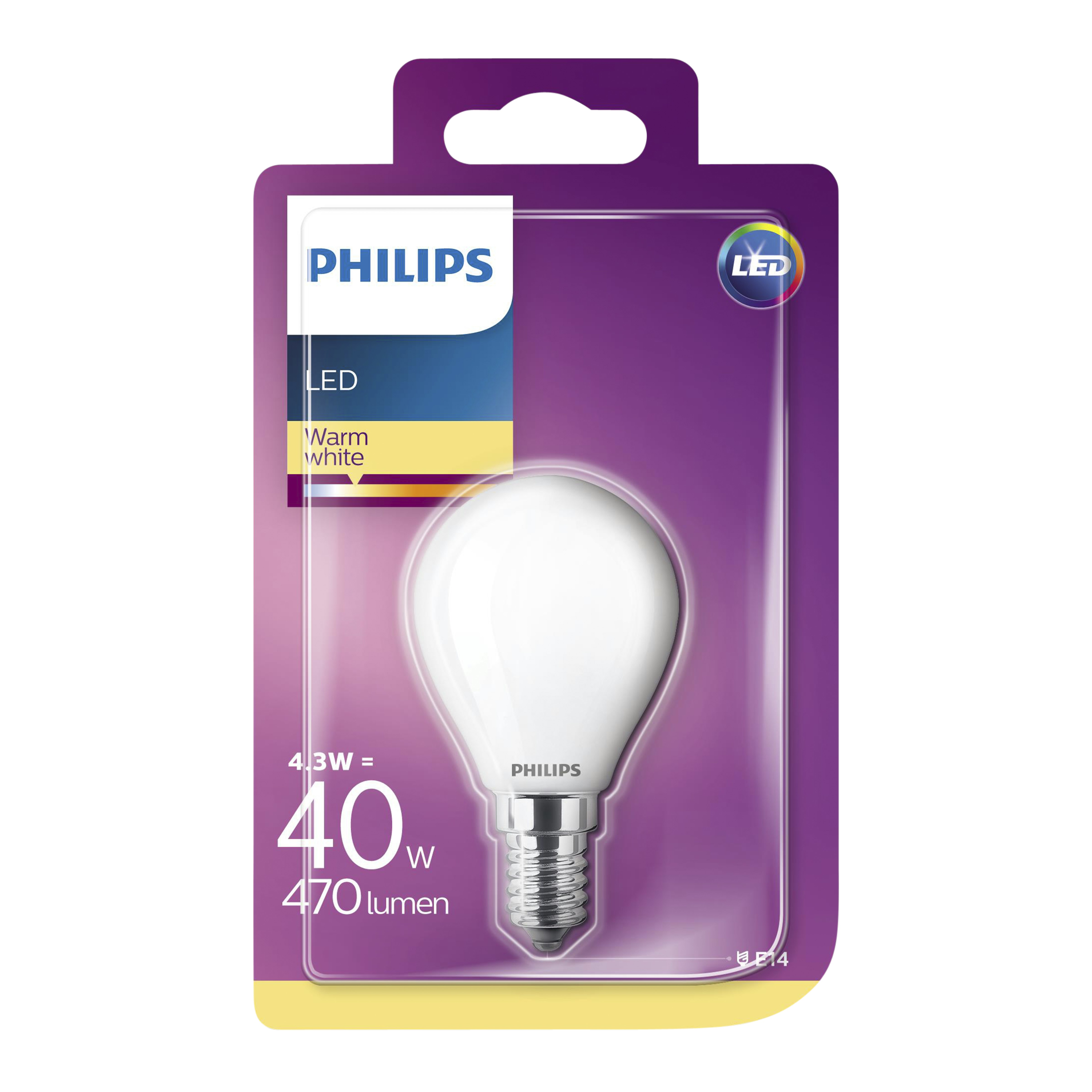 Philips Led Kogel Frosted E14 43W 40W 470Lm Warm Wit philips kopen in de aanbieding